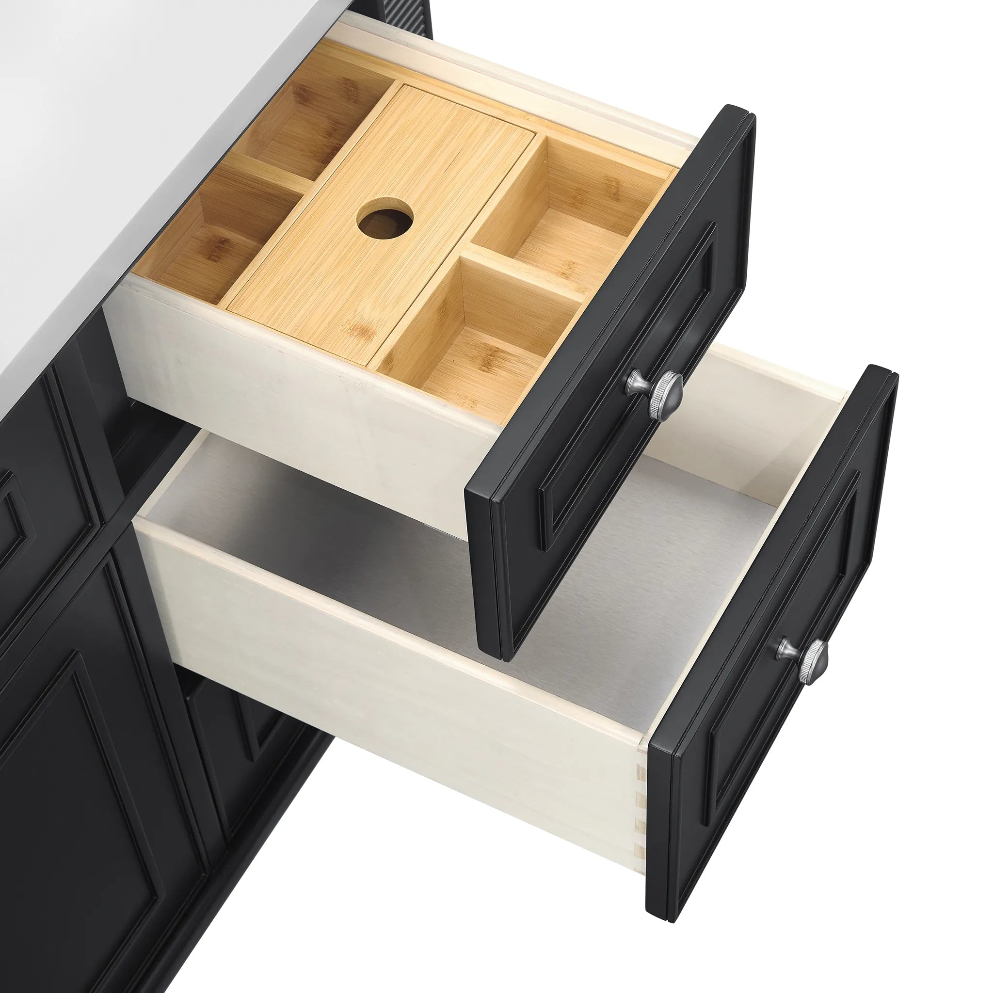 48" Lorelai Single Vanity in Black Onyx w/FreePower Wireless Charger-Ethereal Noctis Silestone-8" Widespread image 15