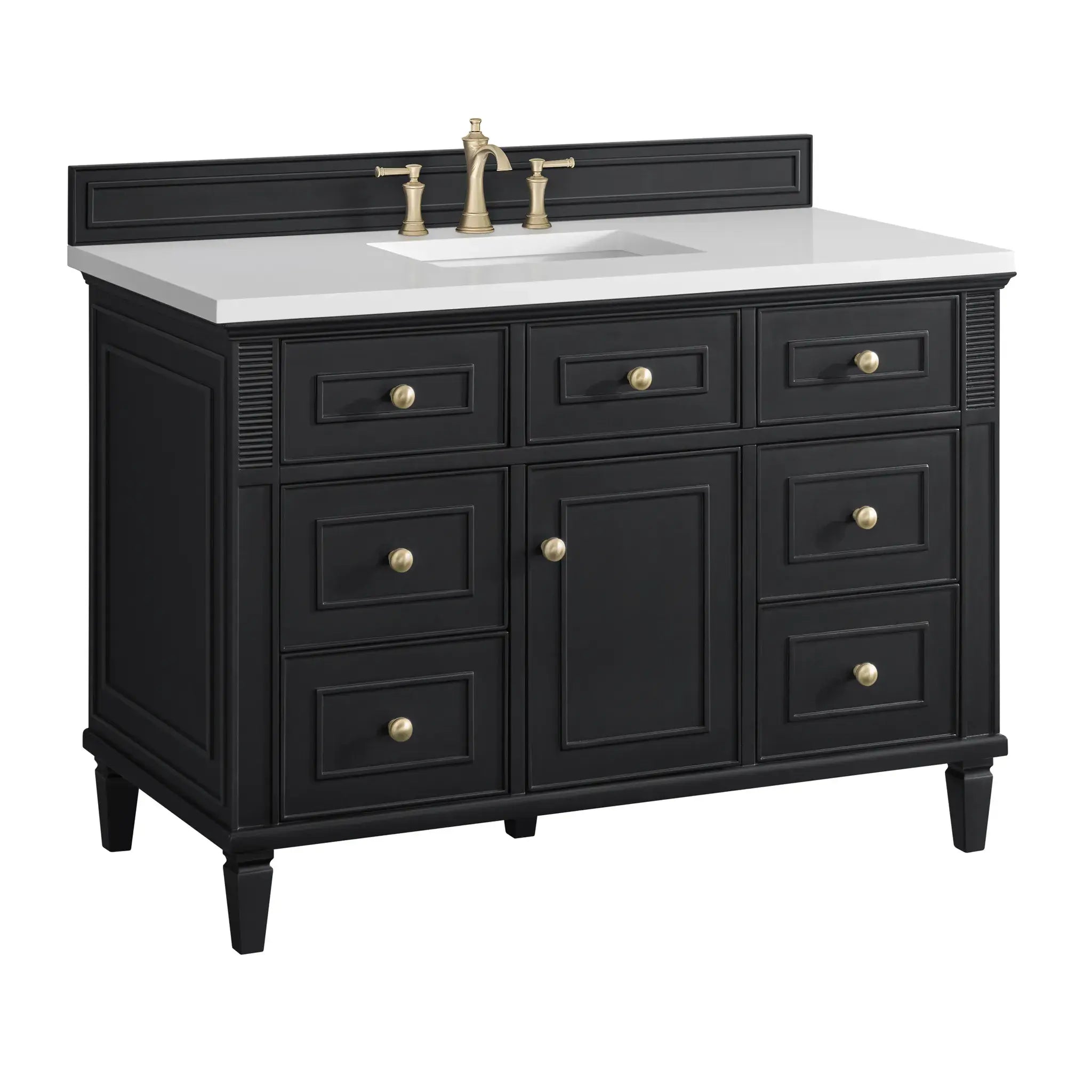 48" Lorelai Single Vanity in Black Onyx-White Zeus Silestone-8" Widespread image 11