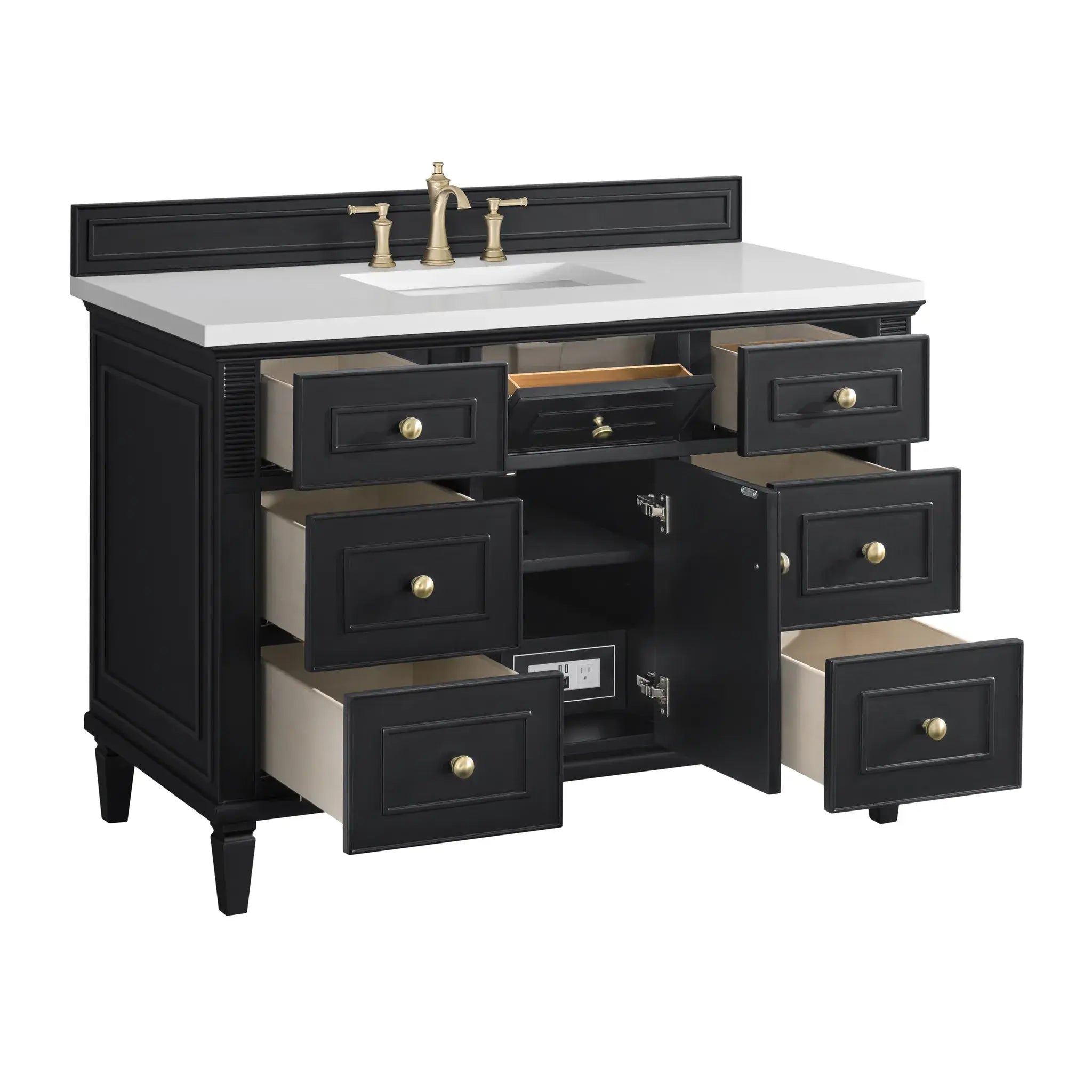 48" Lorelai Single Vanity in Black Onyx-White Zeus Silestone-8" Widespread image 8