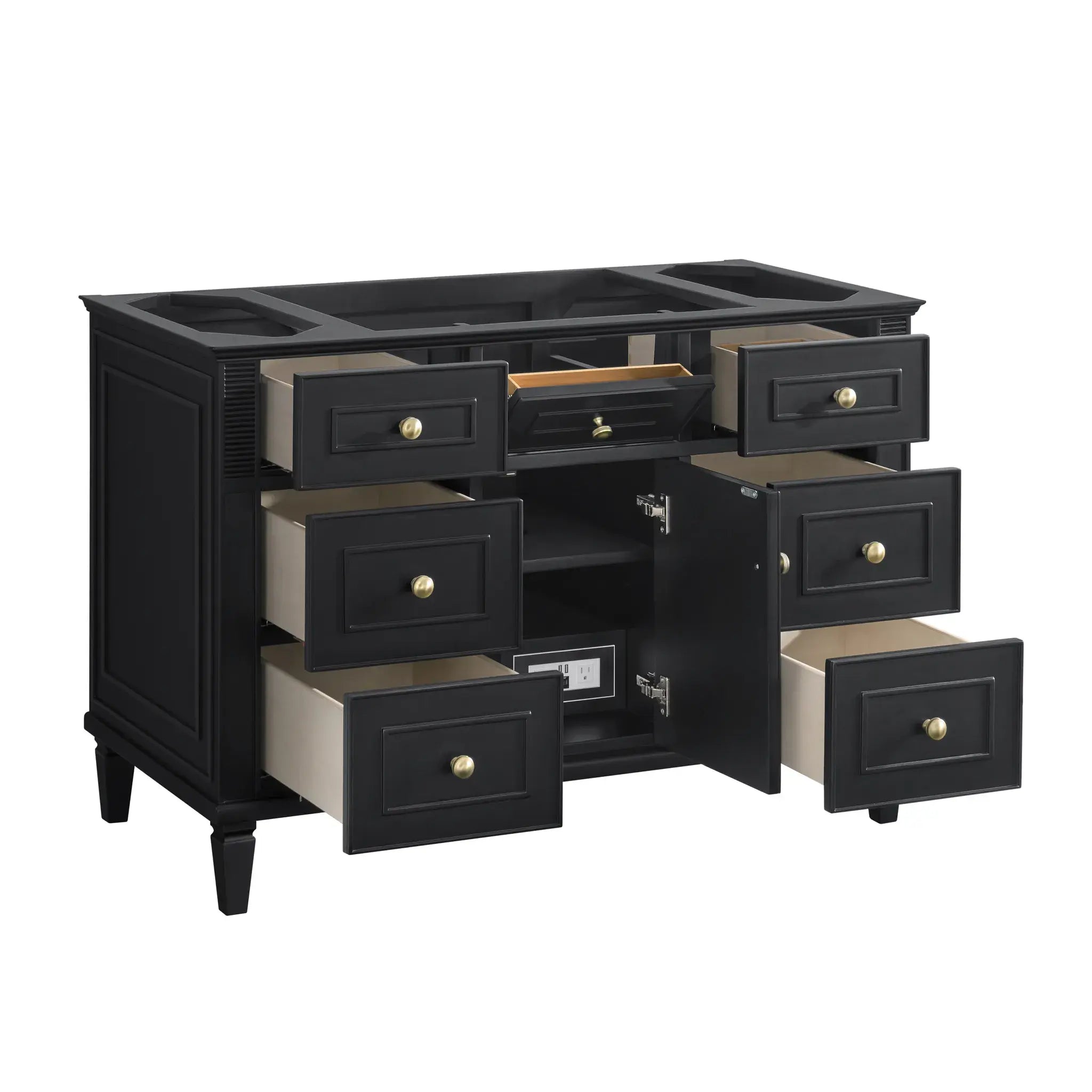 48" Lorelai Single Vanity in Black Onyx-White Zeus Silestone-8" Widespread image 9