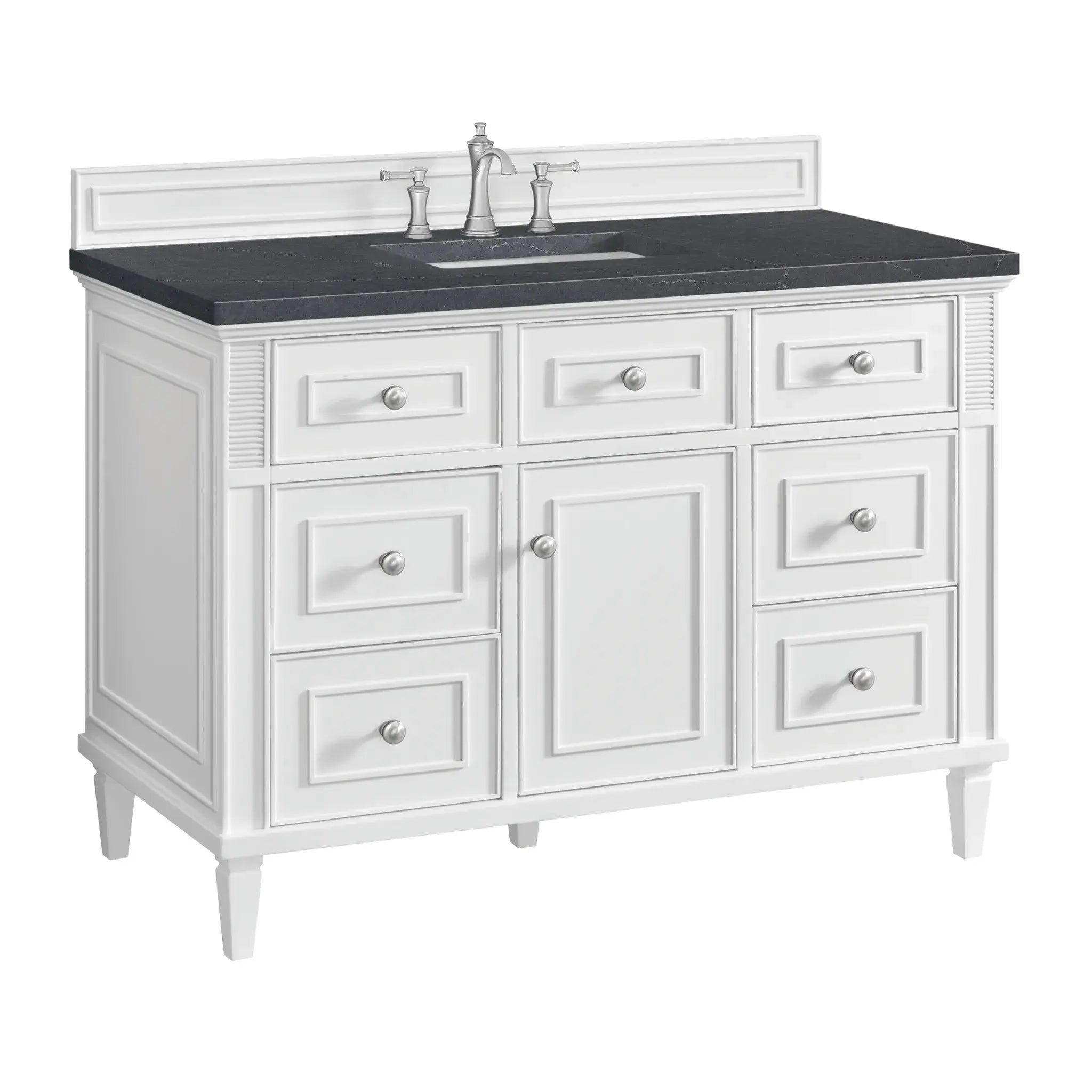 48" Lorelai Single Vanity in Bright White-Charcoal Soapstone Silestone-8" Widespread image 10