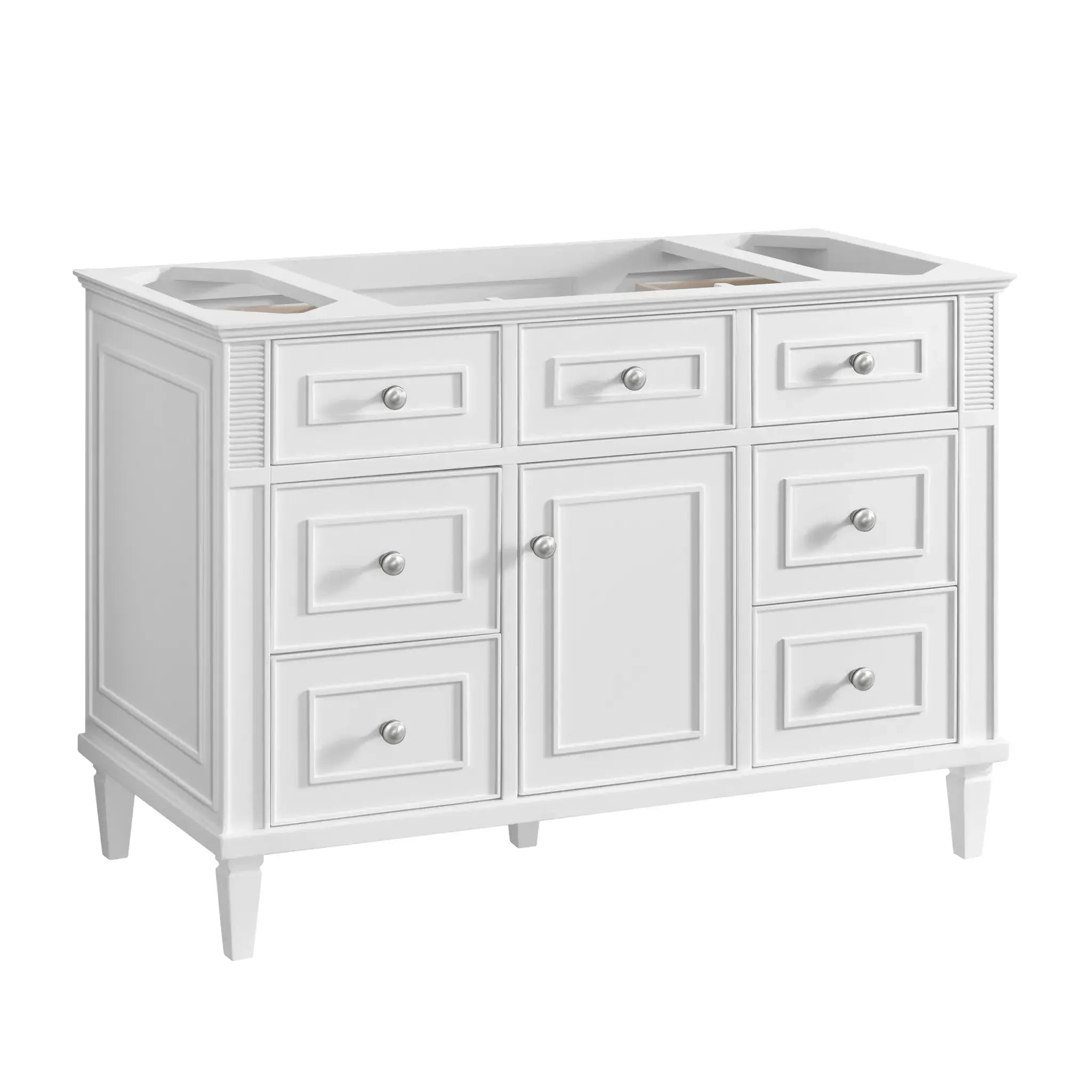 48" Lorelai Single Vanity in Bright White-Eternal Jasmine Pearl Silestone-8" Widespread image 2