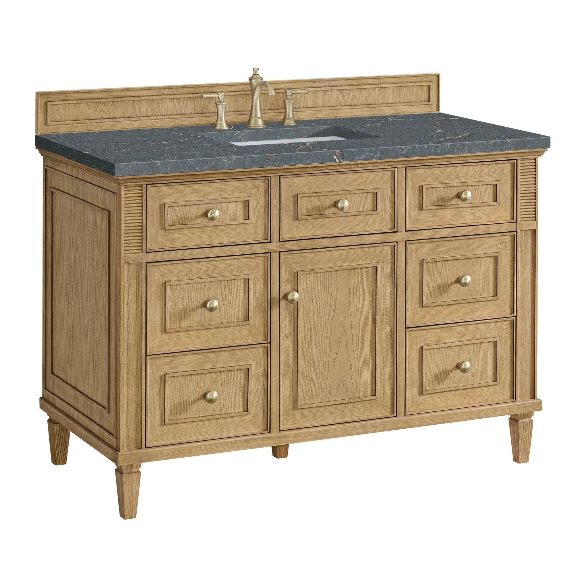 48" Lorelai Single Vanity in Light Natural Oak-Parisien Bleu Silestone-8" Widespread image 9