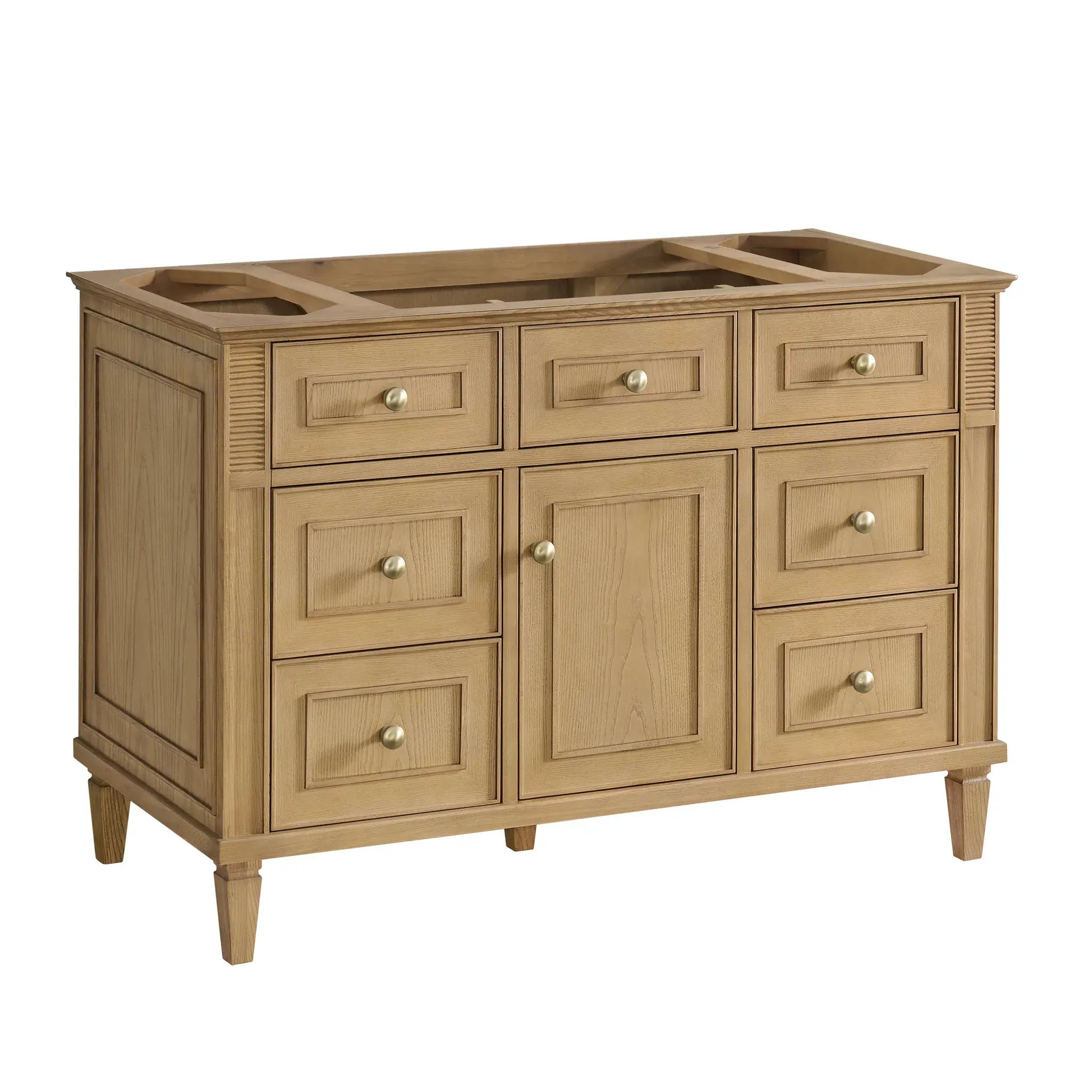 48" Lorelai Single Vanity in Light Natural Oak-White Zeus Silestone-8" Widespread image 1