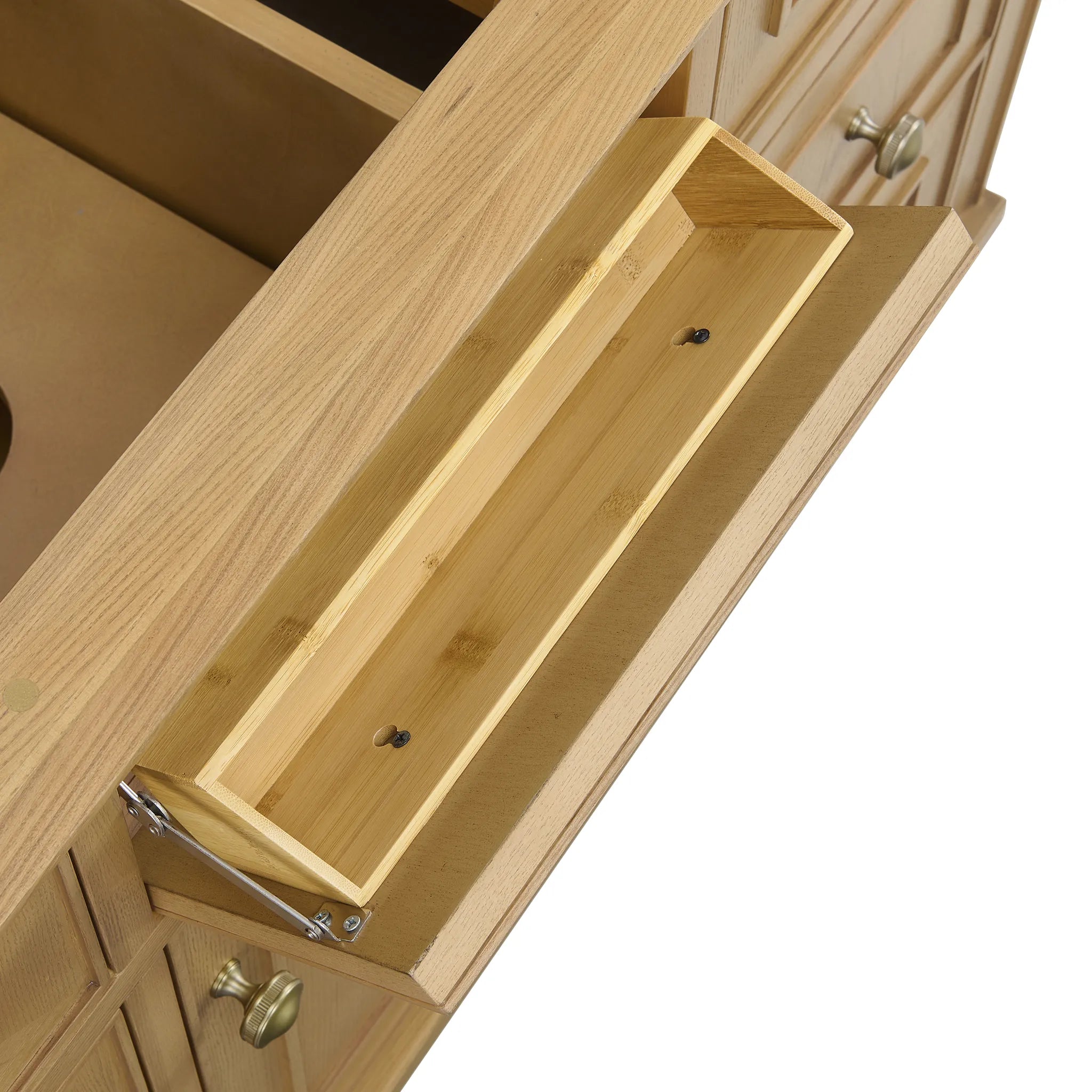 48" Lorelai Single Vanity in Light Natural Oak Wireless Charger-Eternal Jasmine Pearl Silestone-8" Widespread image 16