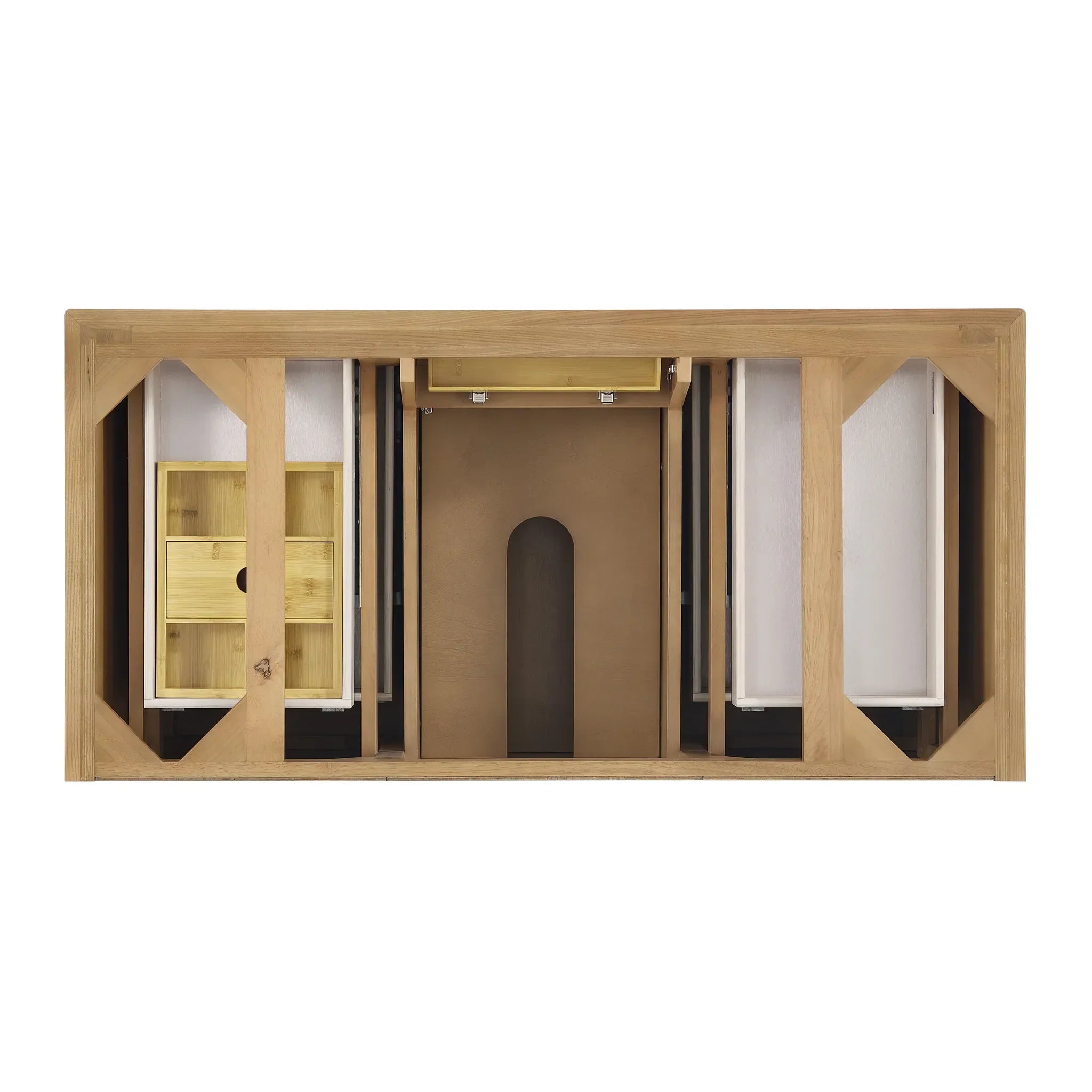 48" Lorelai Single Vanity in Light Natural Oak Wireless Charger-Eternal Jasmine Pearl Silestone-8" Widespread image 8