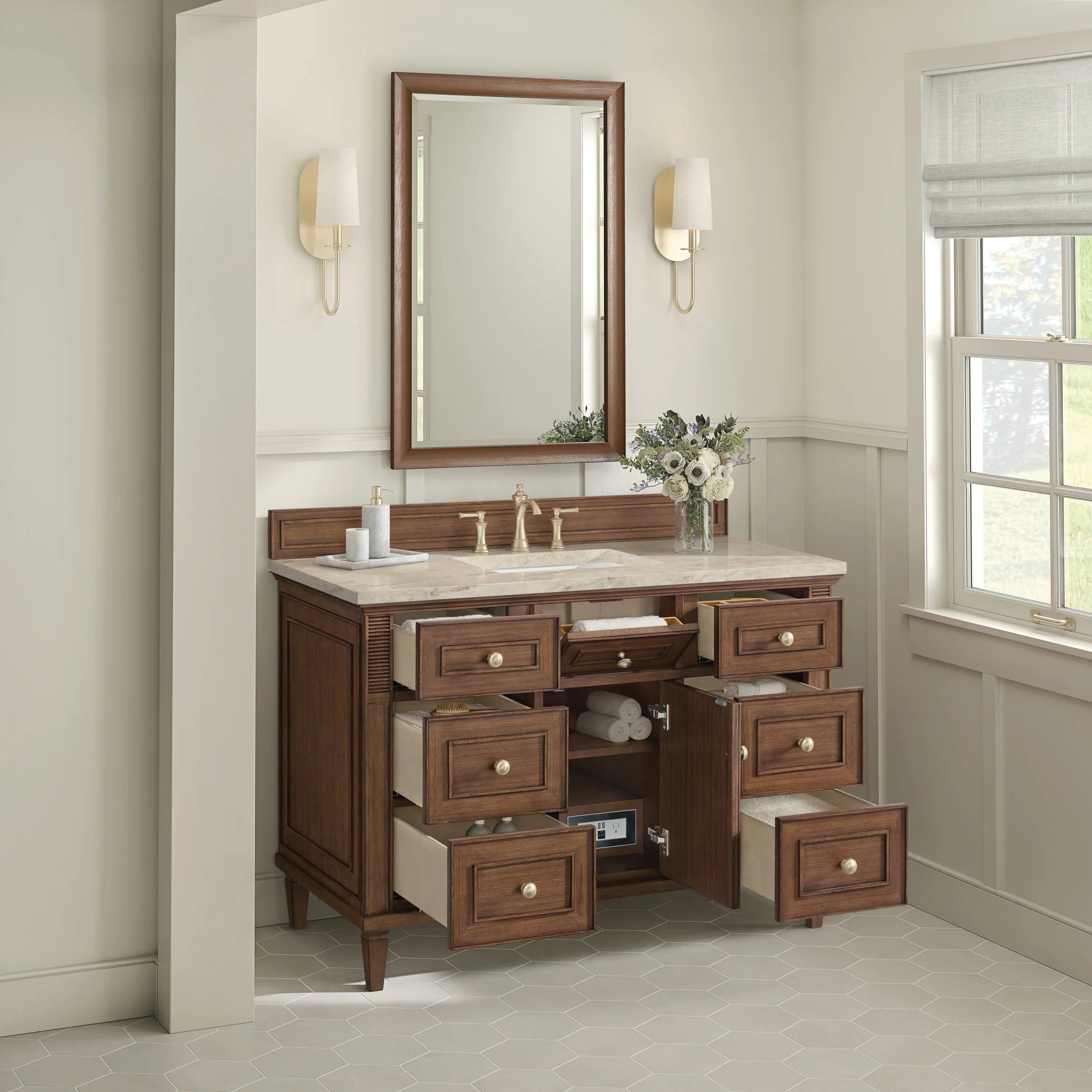 48-lorelai-single-vanity-in-mid-century-walnut-w-freepower-wireless-charger-by-james-martin-vanities-tajnar-eclos-zero-silica image 12