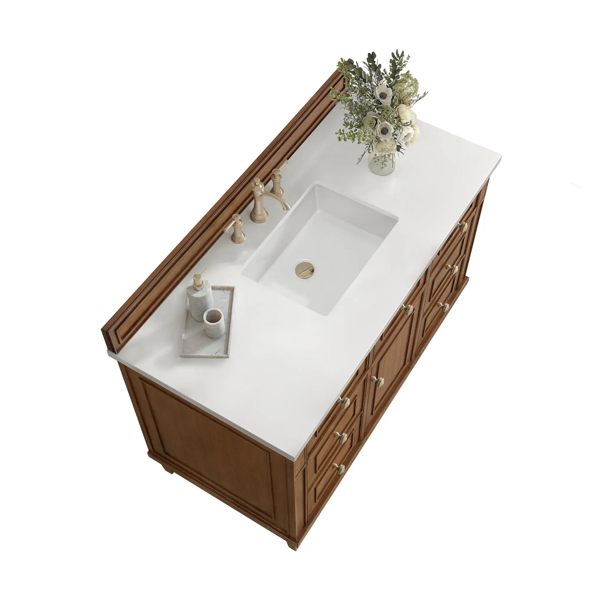 48" Lorelai Single Vanity in Mid-Century Walnut-White Zeus Silestone-8" Widespread image 7