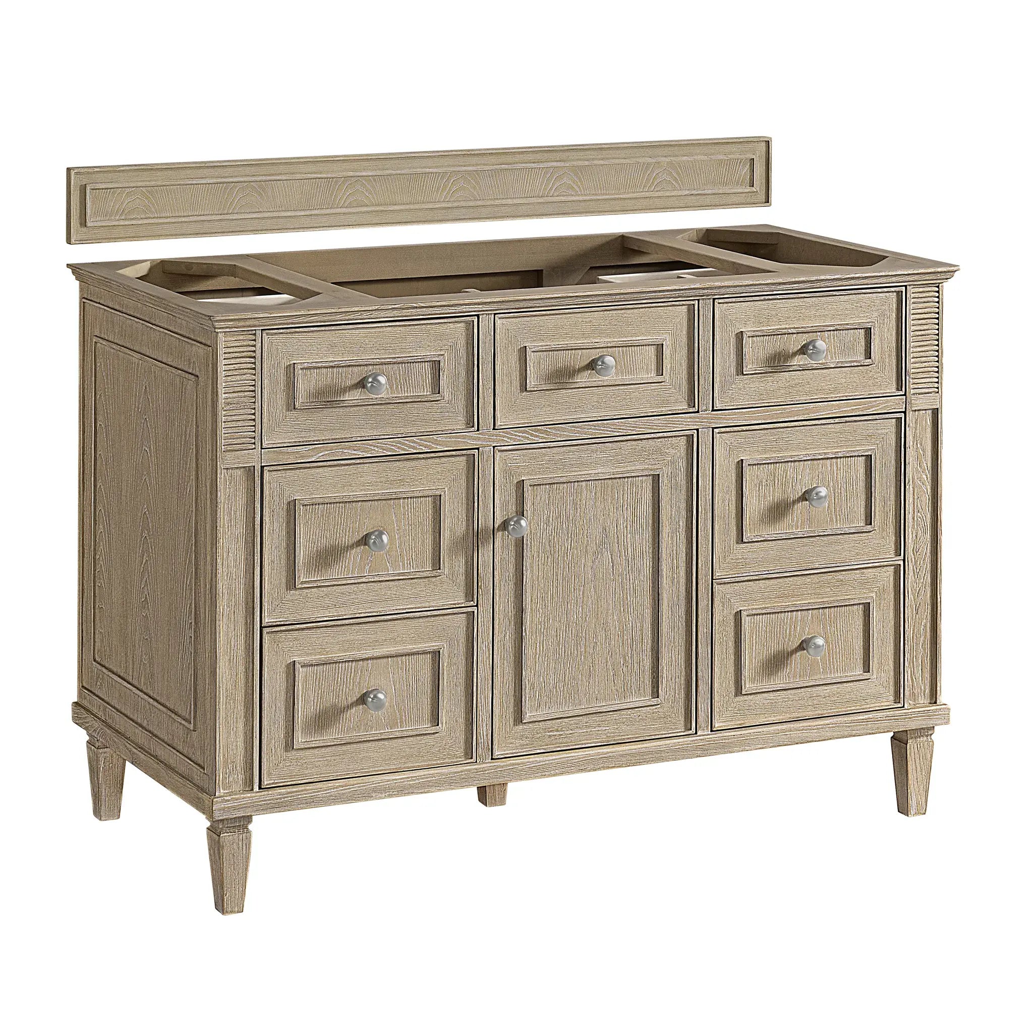 48" Lorelai Single Vanity in Whitewashed Oak-Charcoal Soapstone Silestone-8" Widespread image 1