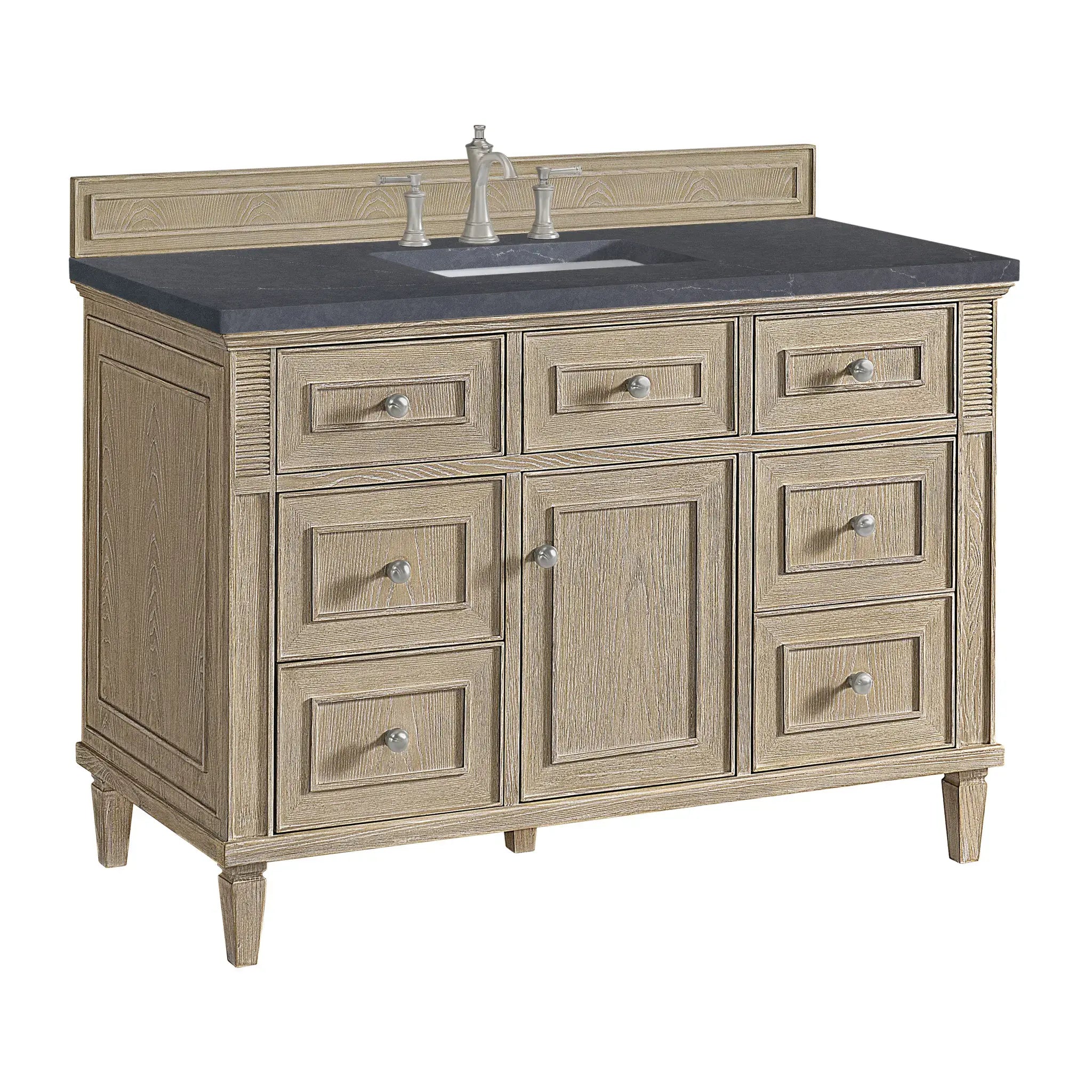 48" Lorelai Single Vanity in Whitewashed Oak-Charcoal Soapstone Silestone-8" Widespread image 9