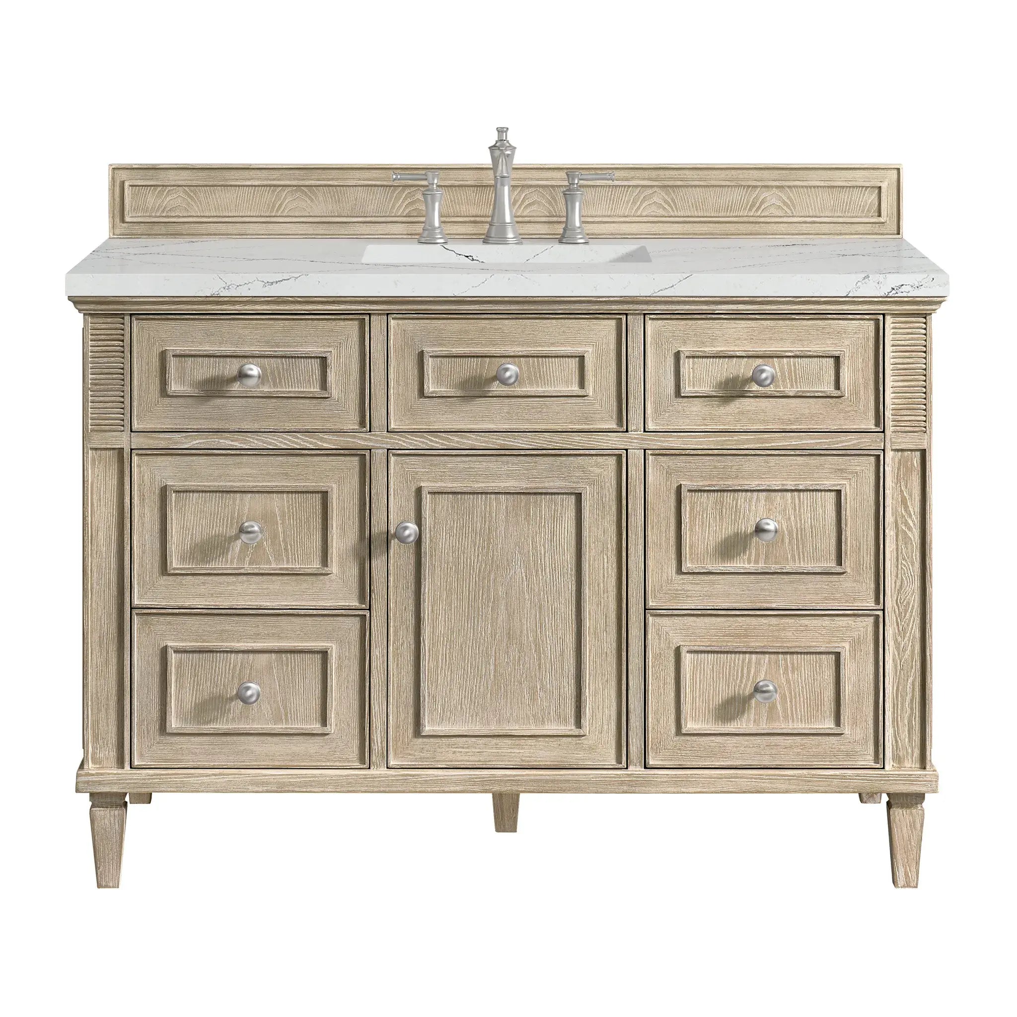 48" Lorelai Single Vanity in Whitewashed Oak-Ethereal Noctis Silestone-8" Widespread image