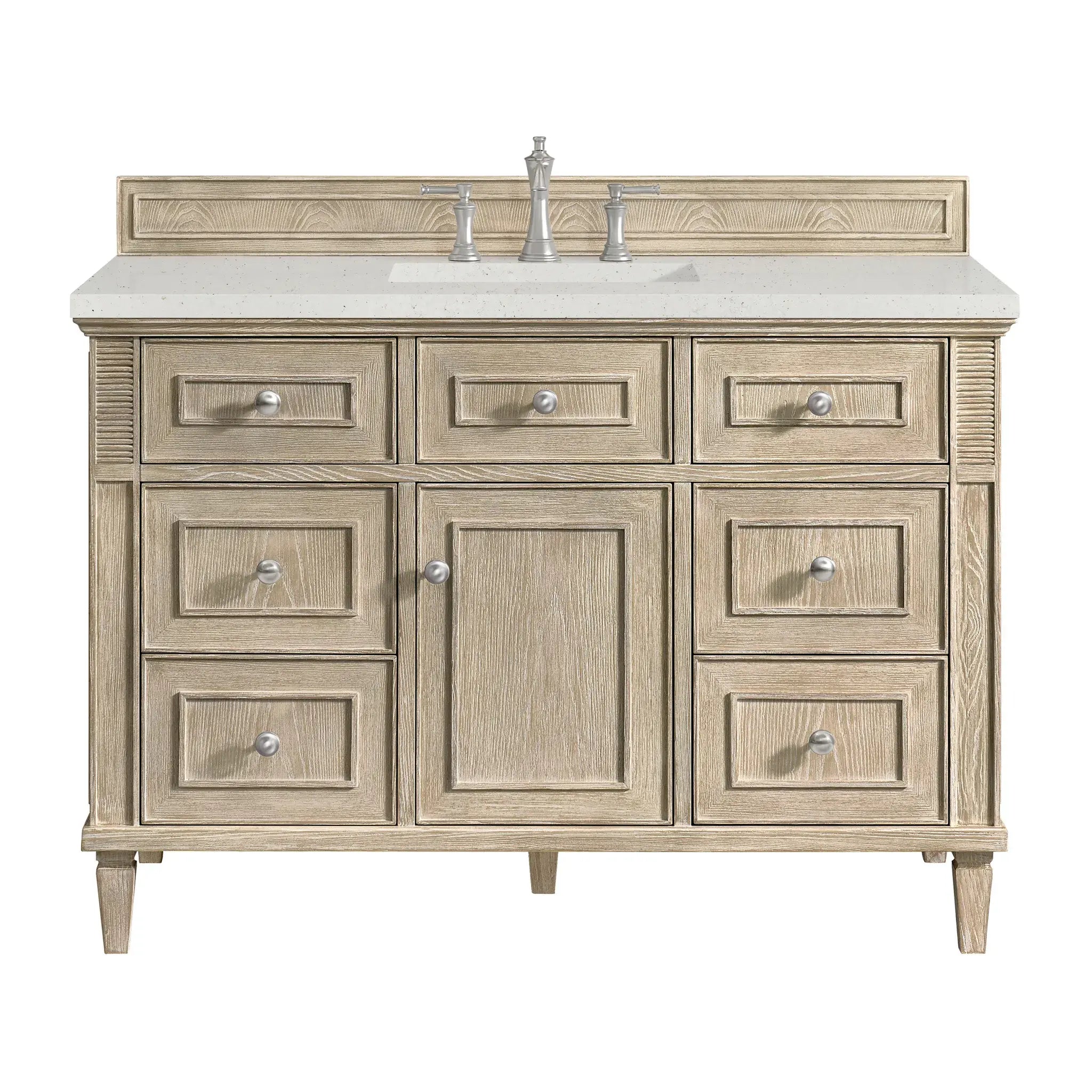 48" Lorelai Single Vanity in Whitewashed Oak-Lime Delight Silestone-8" Widespread image