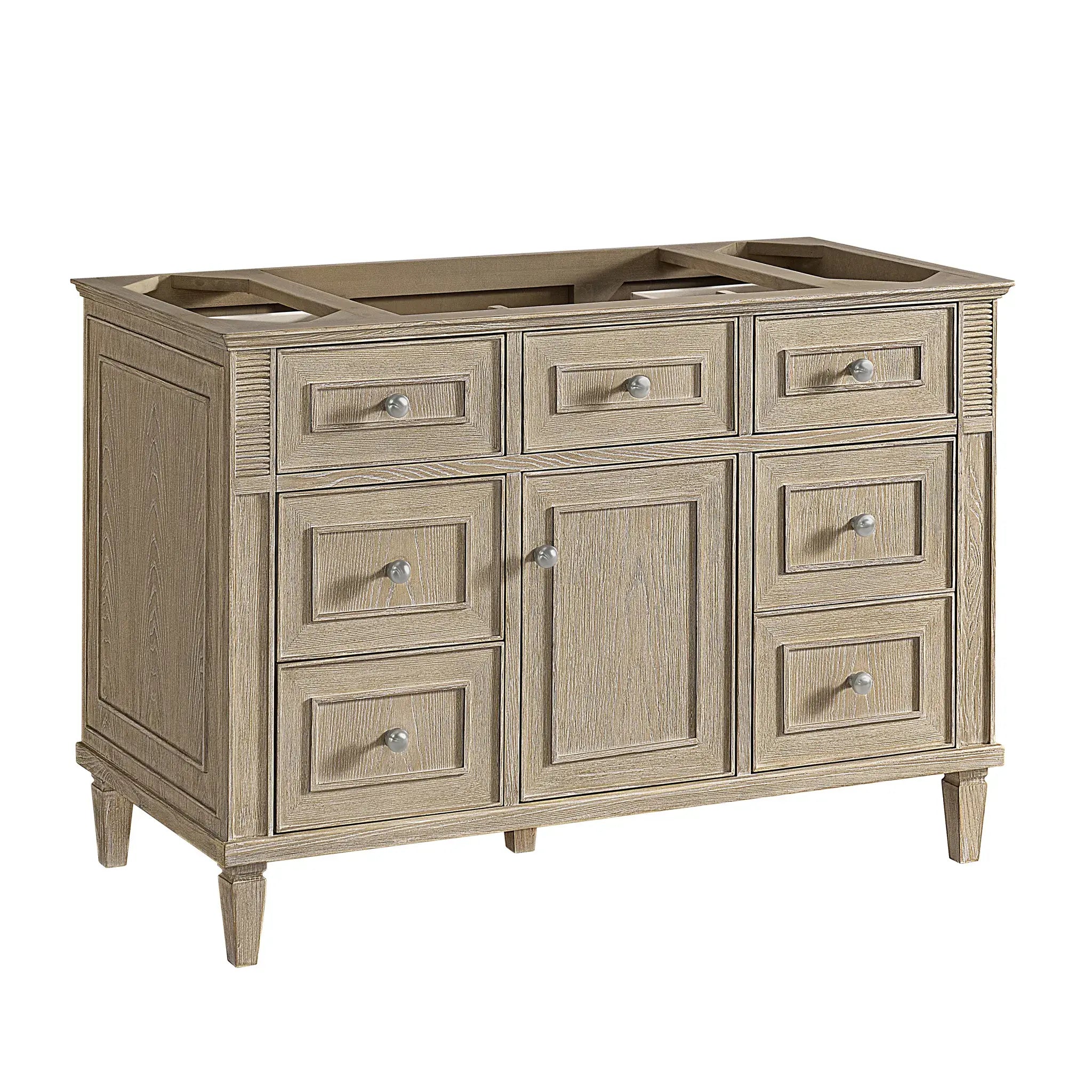 48" Lorelai Single Vanity in Whitewashed Oak-White Zeus Silestone-8" Widespread image 1