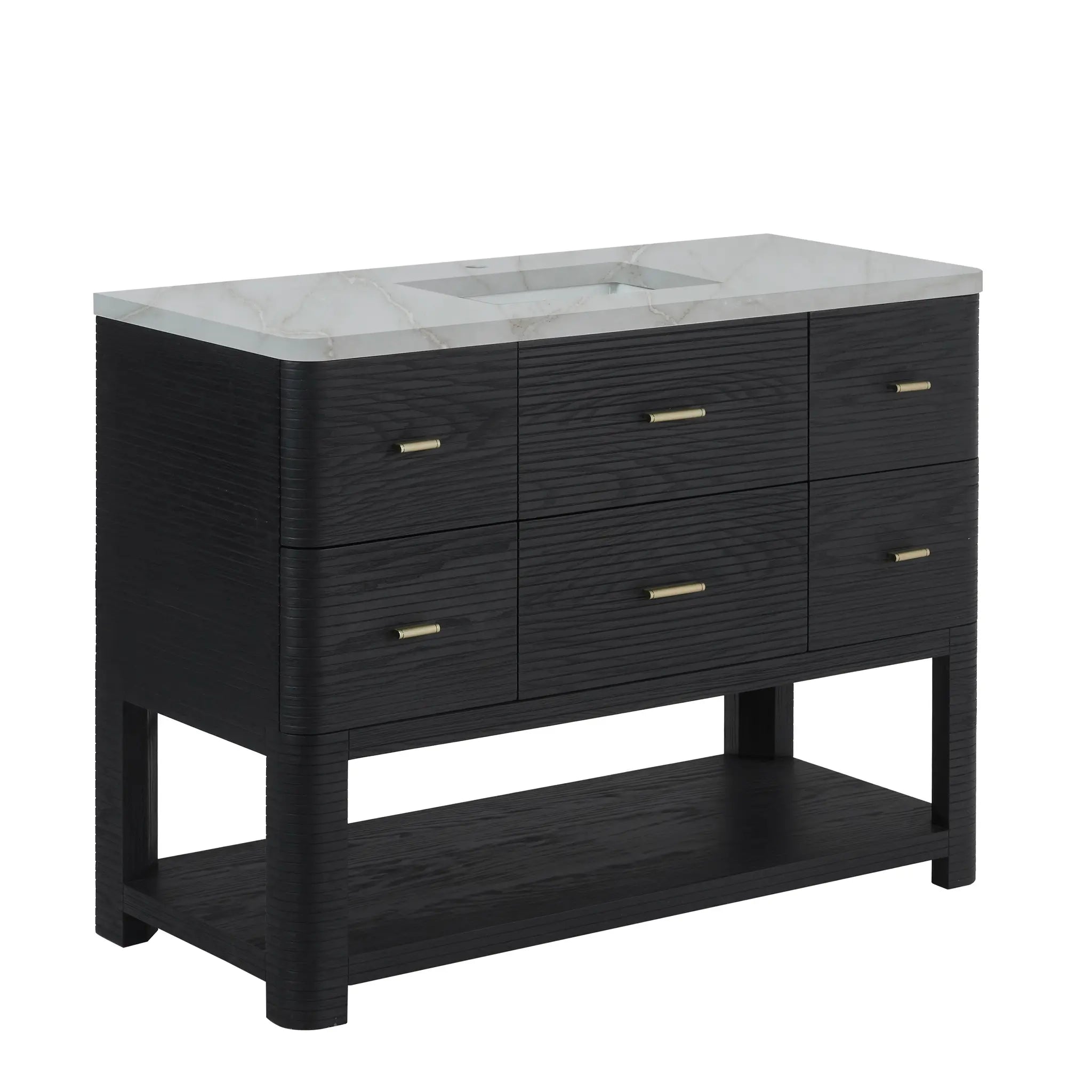 48 Lucian Single Vanity In Carbon Oak Standard Victorian Silver Silestone Single Hole 10