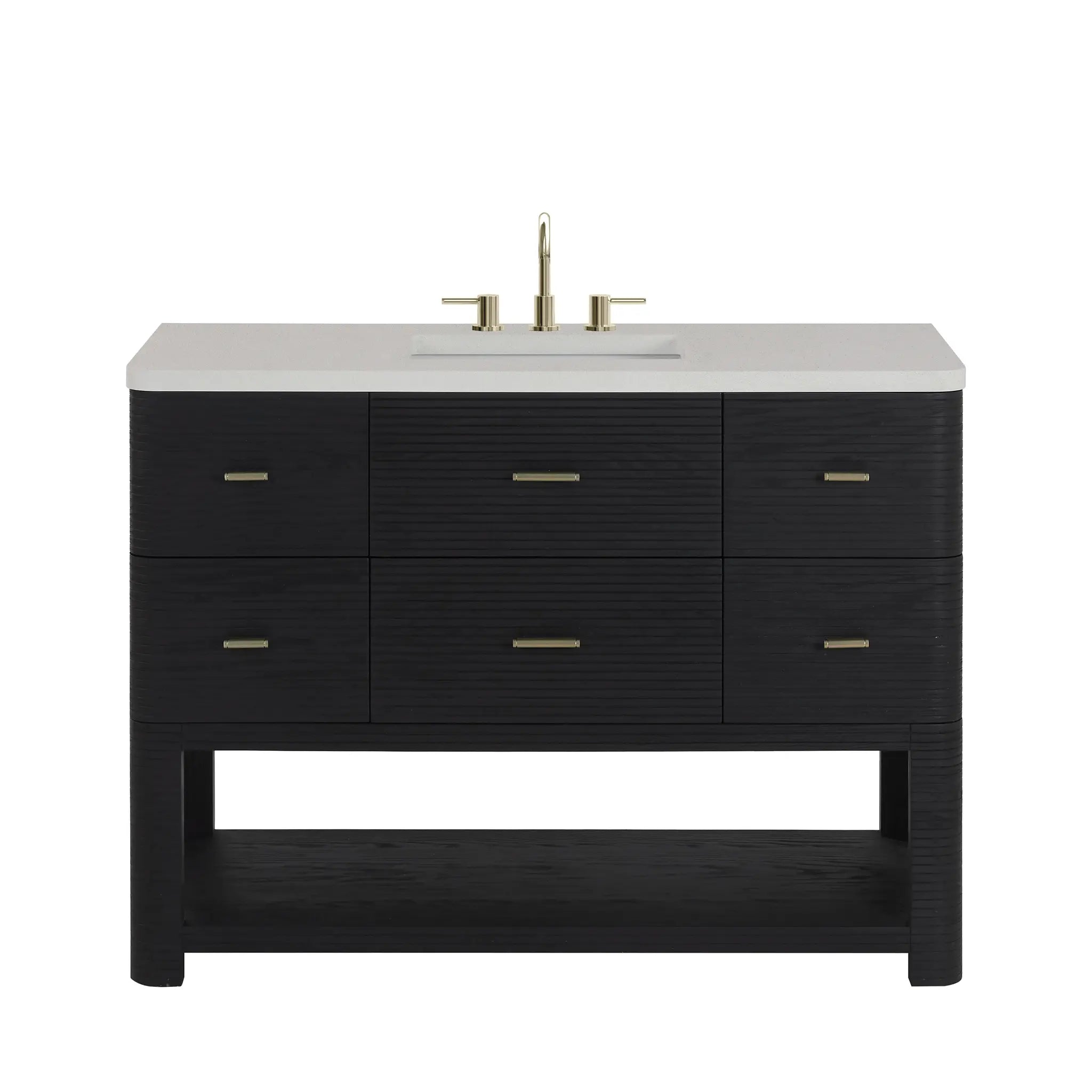 48 Lucian Single Vanity In Carbon Oak Standard White Zeus Silestone 8 Widespread 1