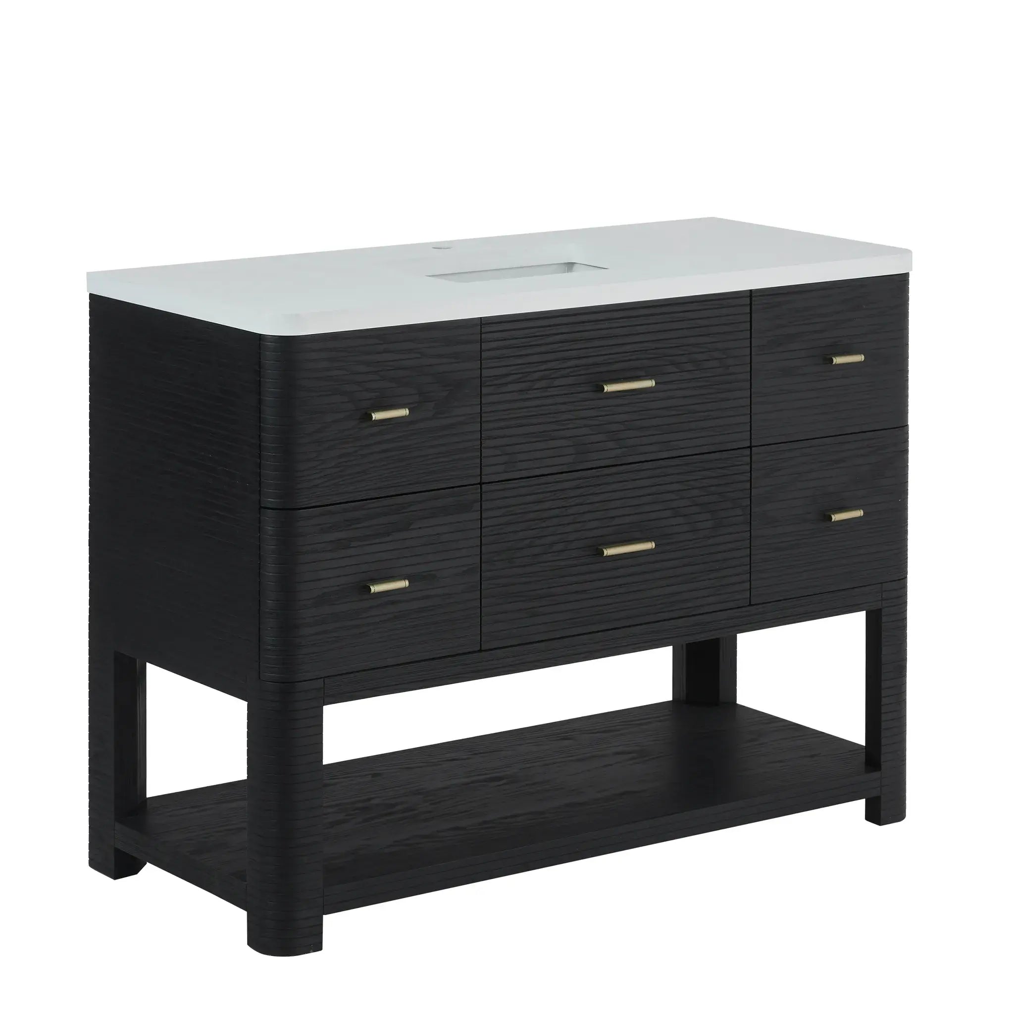 48" Lucian Single Vanity in Carbon Oak-White Zeus Silestone-Single Hole image 9