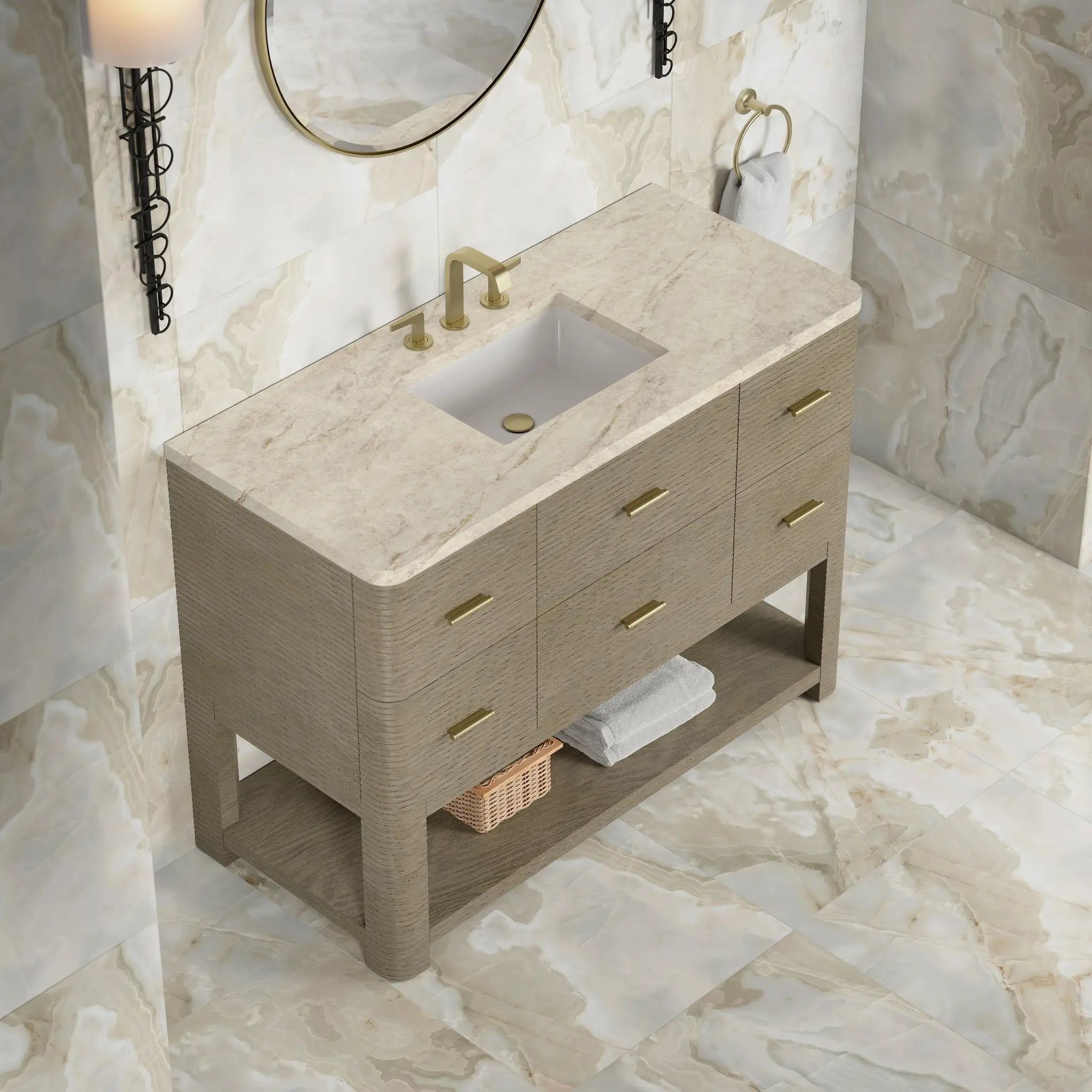 48 Lucian Single Vanity In Pebble Oak Standard Tajnar Eclos 8 Widespread 5