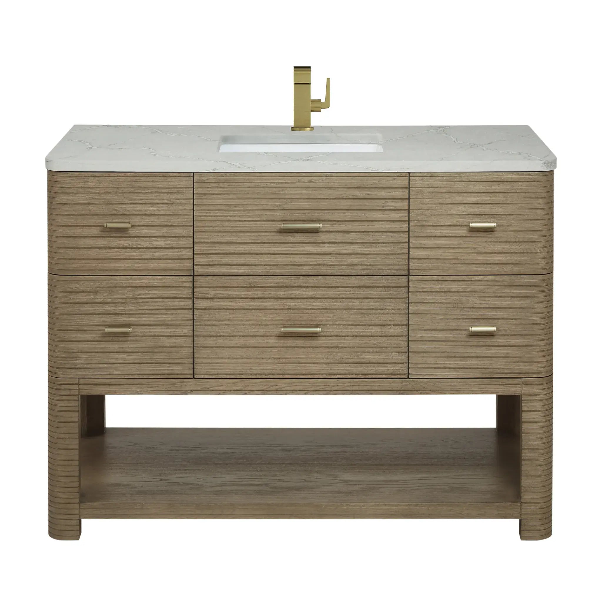 48" Lucian Single Vanity in Pebble Oak-Victorian Silver Silestone-Single Hole image