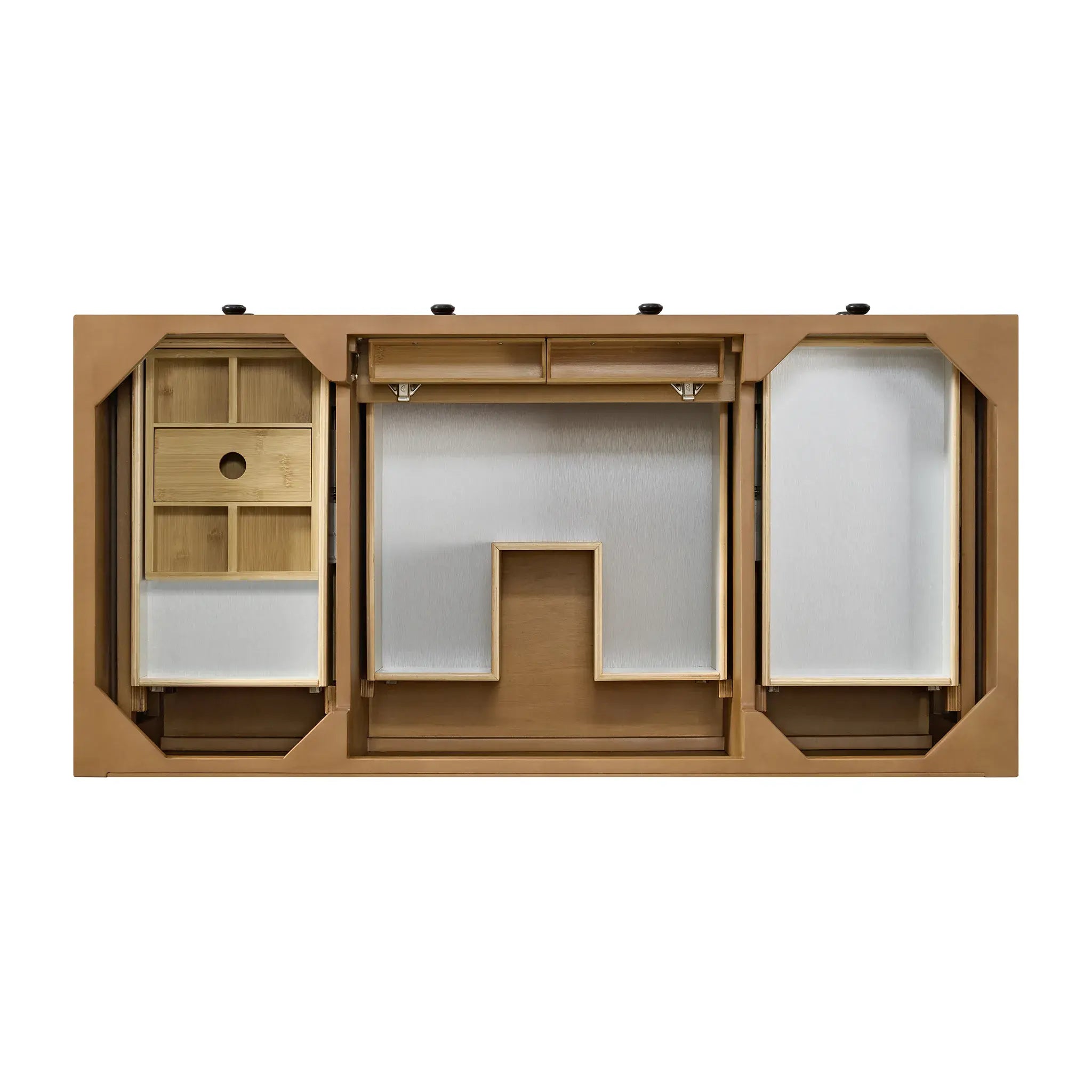 48" Malibu Single Vanity in Amber Birch-Carrara White Marble-8" Widespread image 5