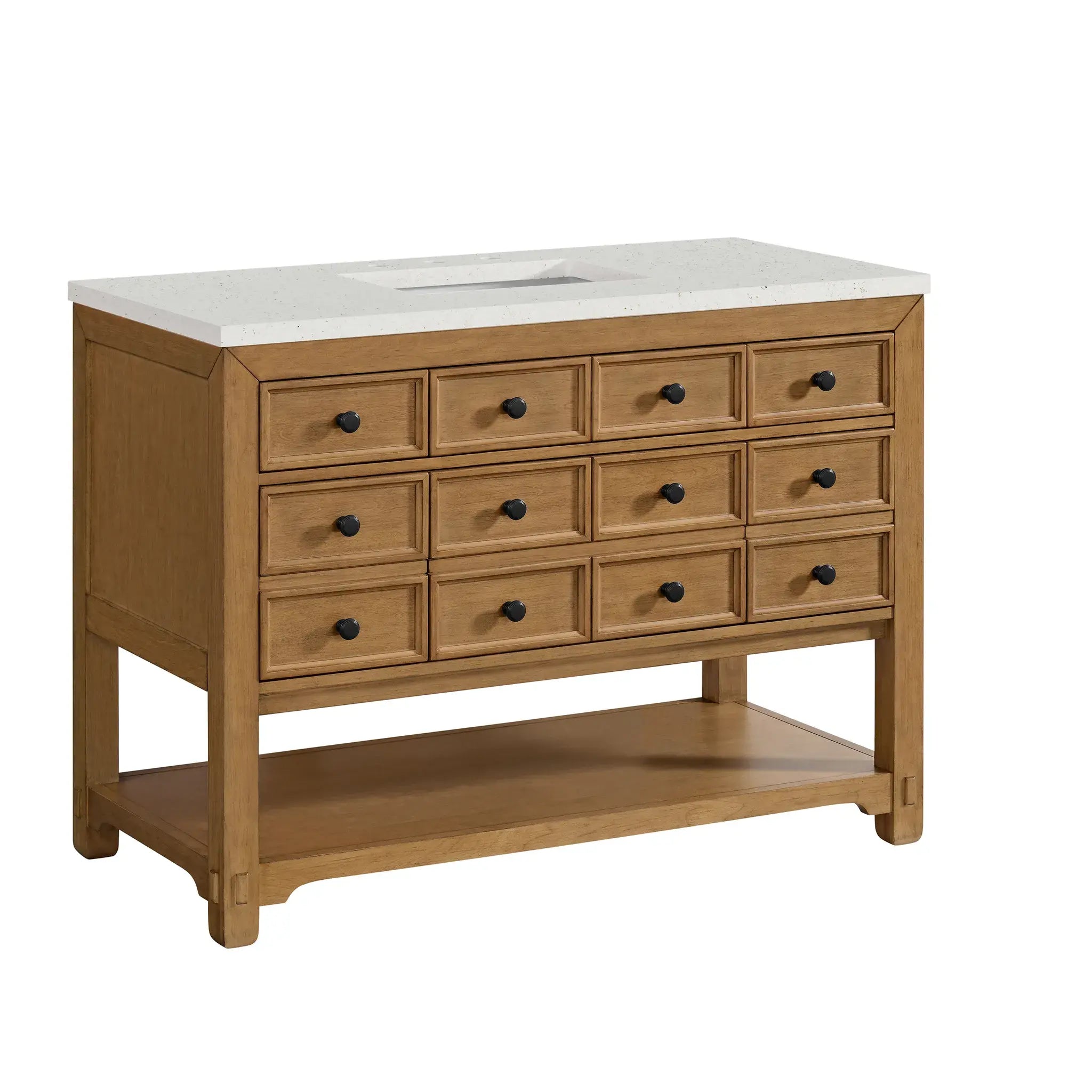 48" Malibu Single Vanity in Amber Birch-Lime Delight Silestone-8" Widespread image 9