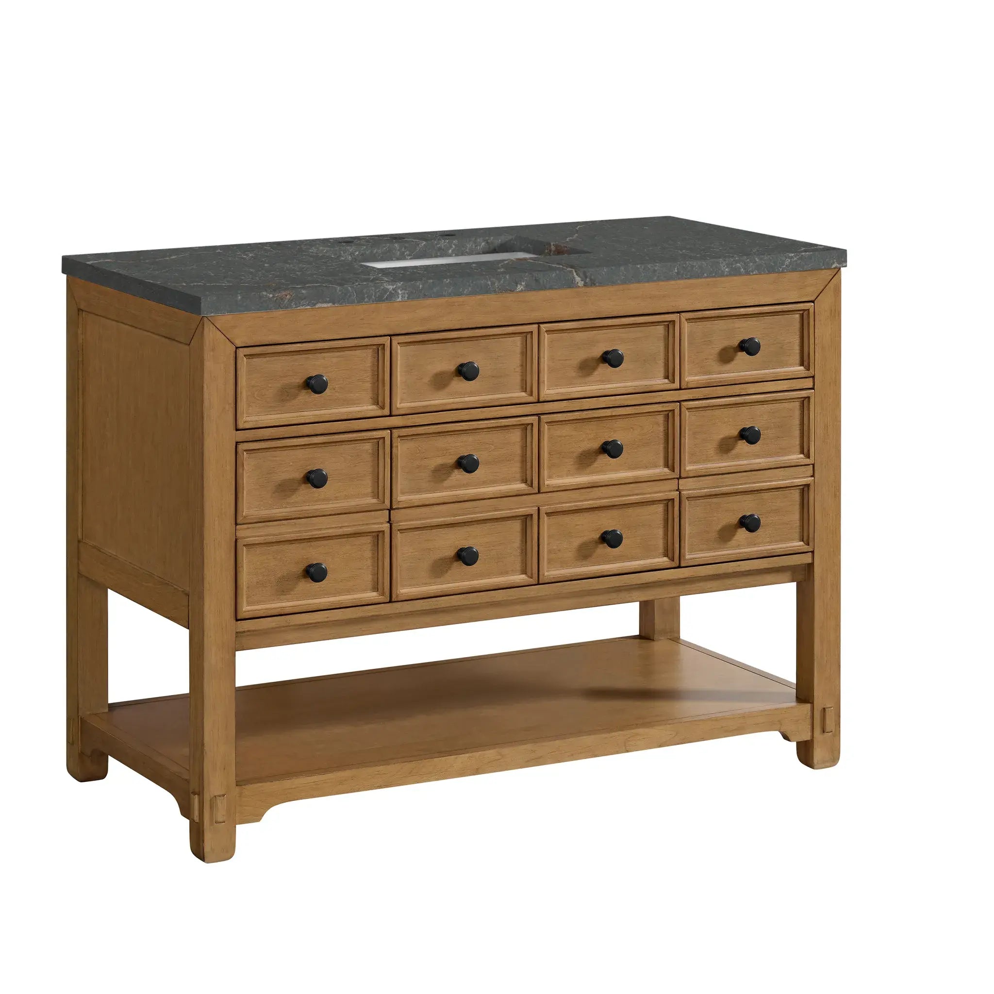48" Malibu Single Vanity in Amber Birch-Parisien Bleu Silestone-8" Widespread image 9