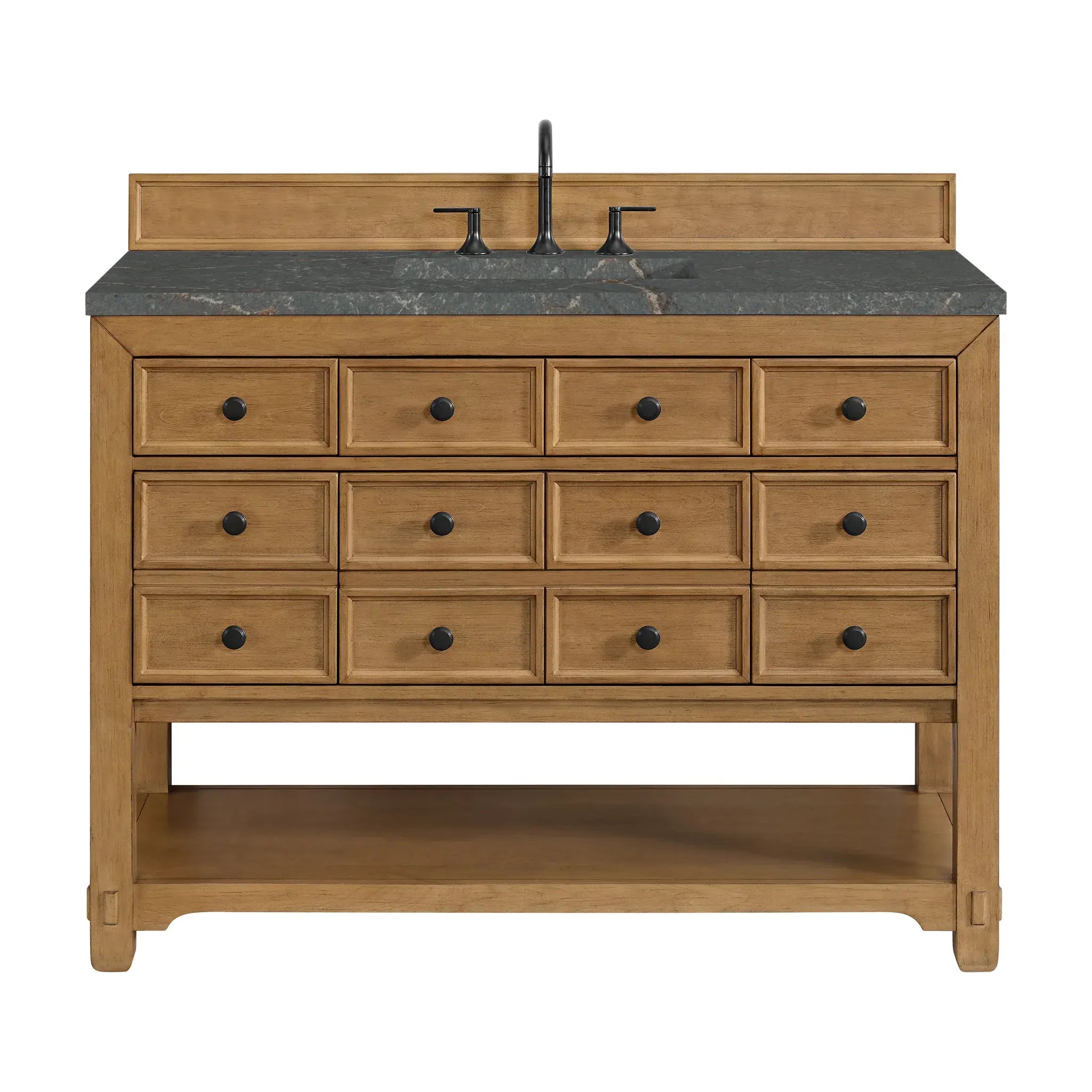 48" Malibu Single Vanity in Amber Birch-Parisien Bleu Silestone-8" Widespread image