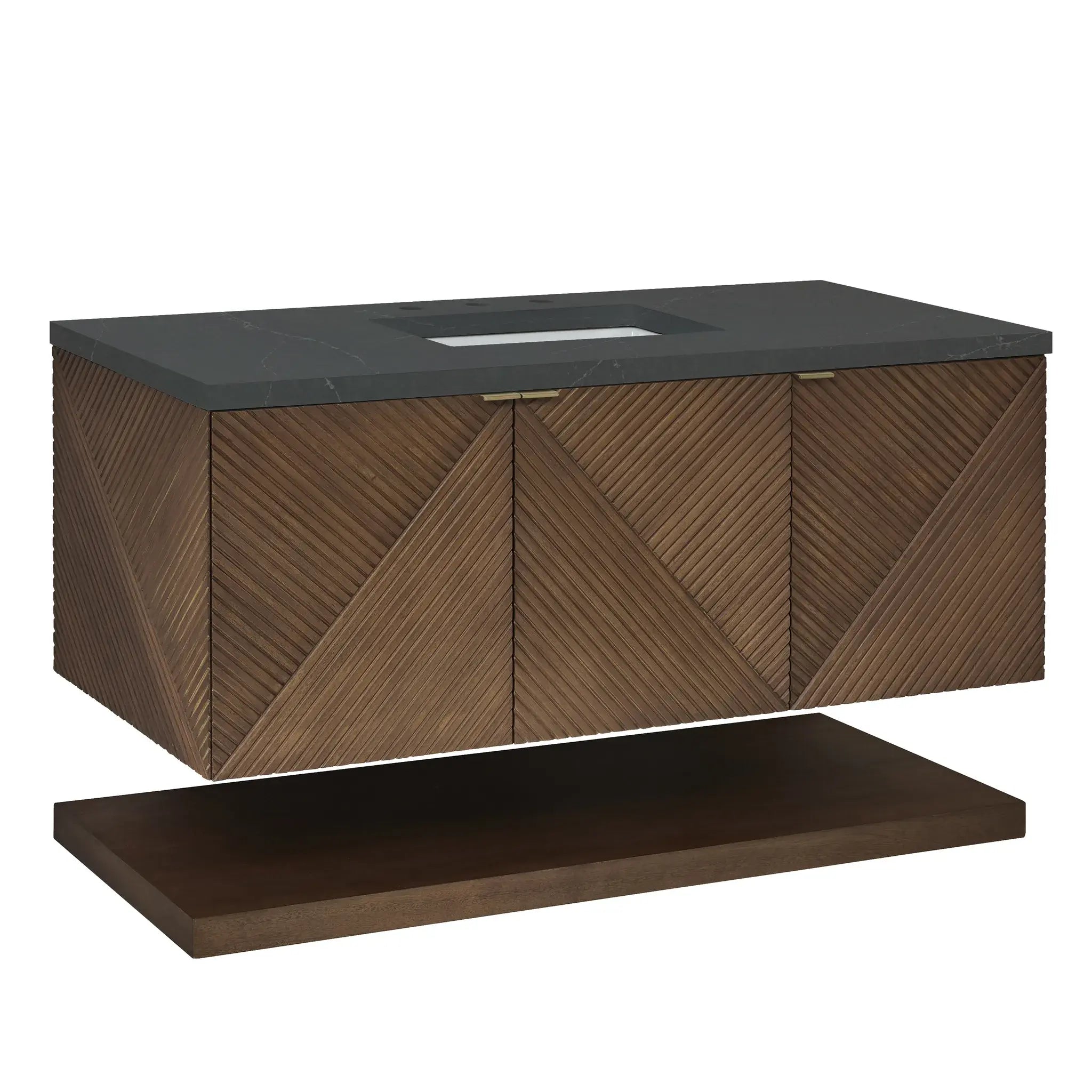 48" Marcello Single Vanity in Chestnut-Charcoal Soapstone Silestone-8" Widespread image 9