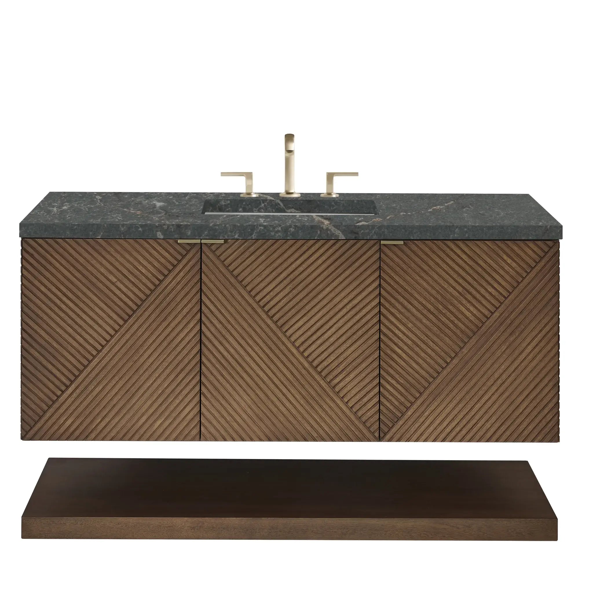 48" Marcello Single Vanity in Chestnut-Parisien Bleu Silestone-8" Widespread image 1