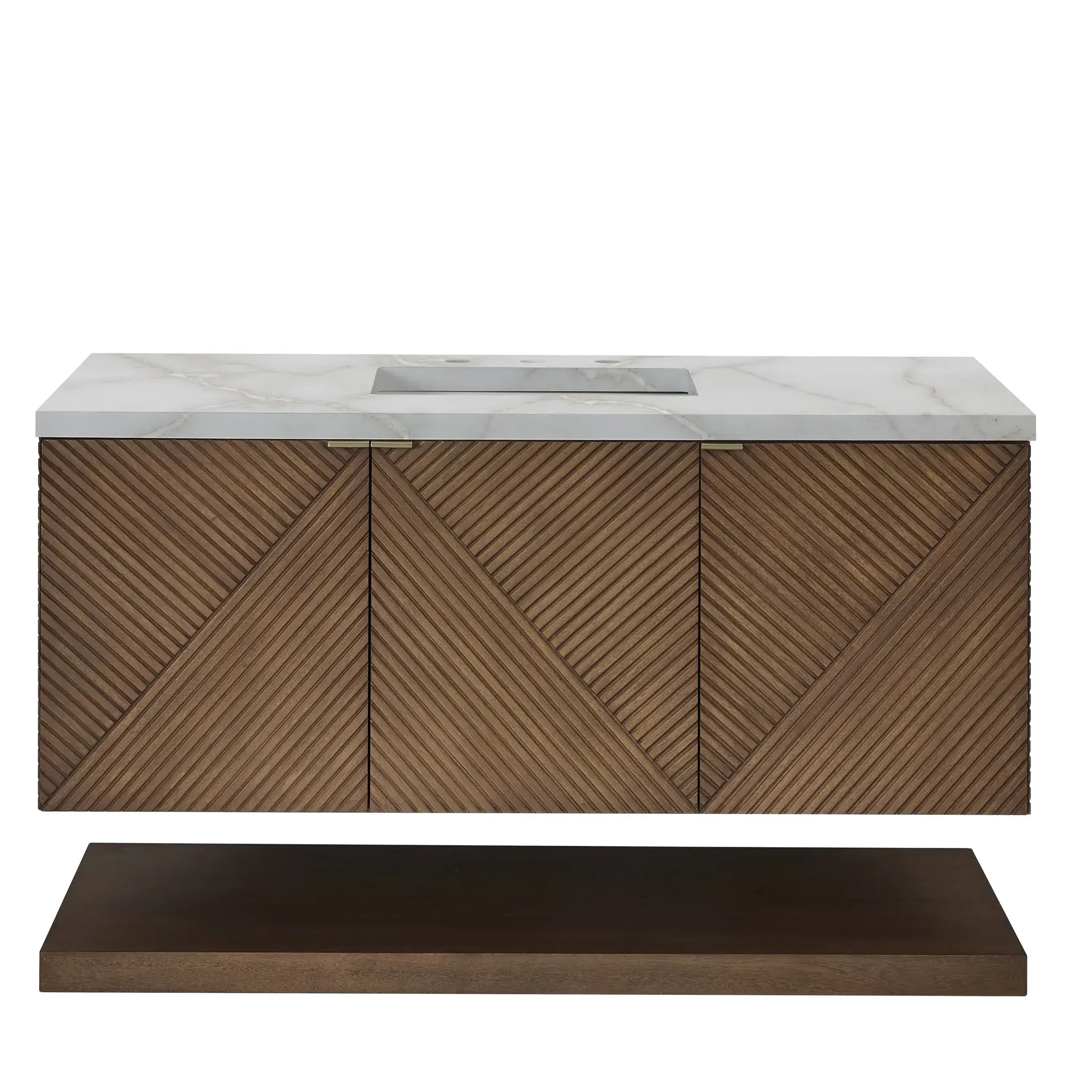 48" Marcello Single Vanity in Chestnut-Victorian Silver Silestone-8" Widespread image