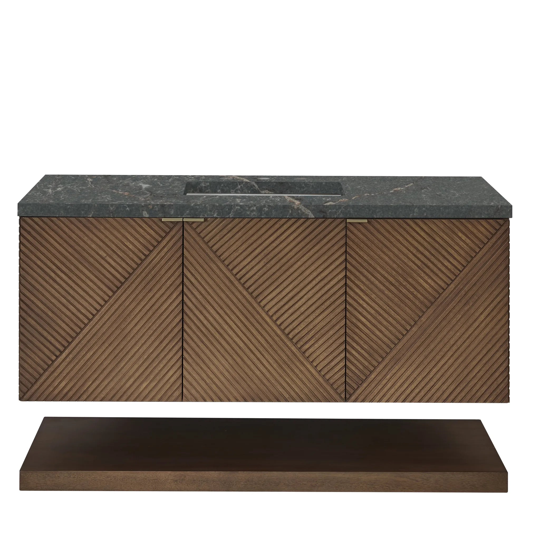48" Marcello Single Vanity in Chestnut w/FreePower Wireless Charger-Parisien Bleu Silestone-8" Widespread image