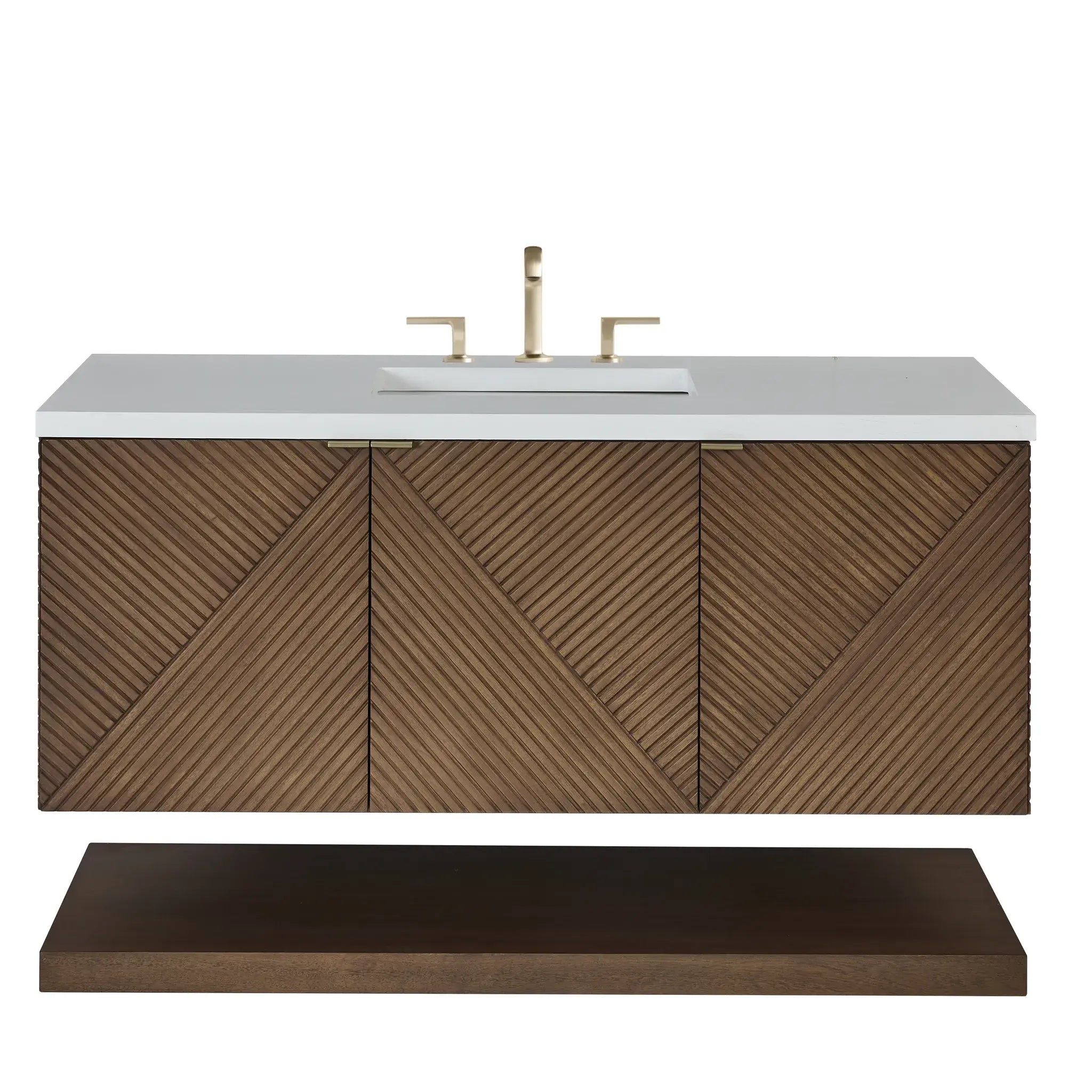 48" Marcello Single Vanity in Chestnut-White Zeus Silestone-8" Widespread image 1