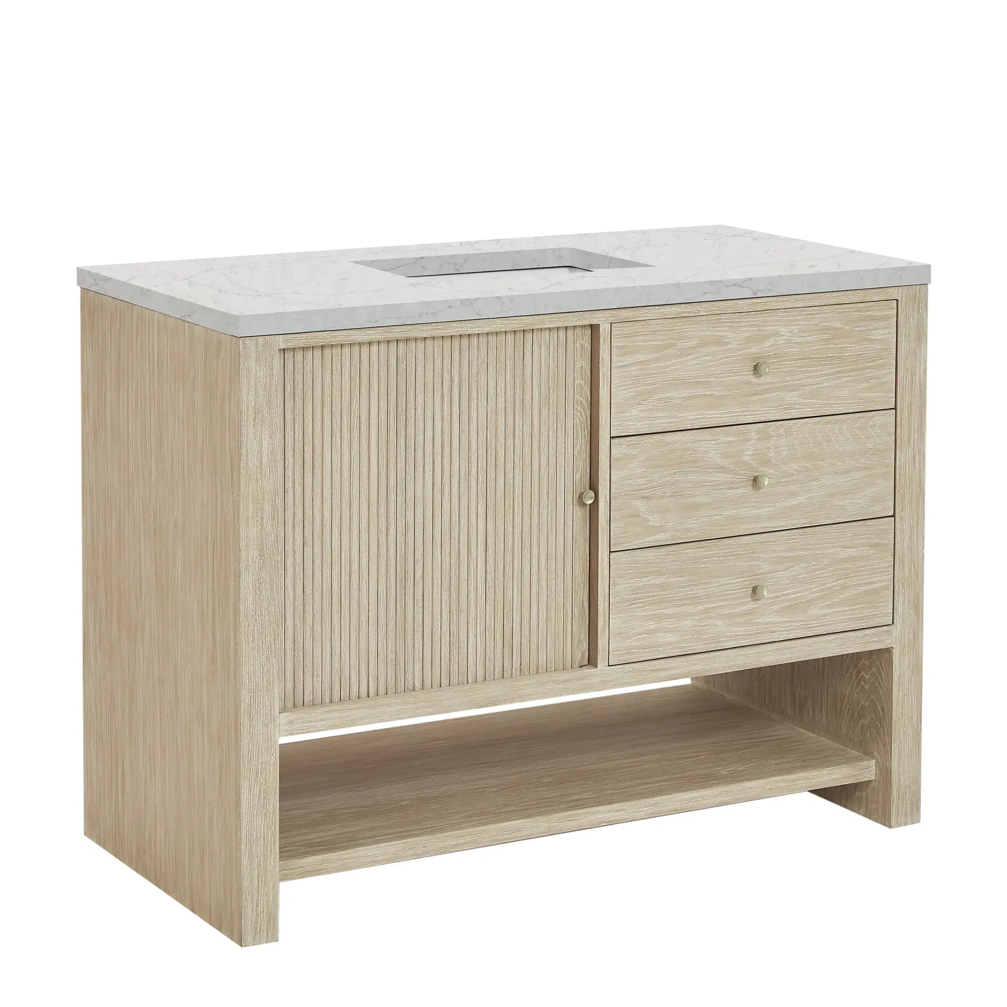 48" Marigot Single Vanity in Sunwashed Oak-Eternal Jasmine Pearl Silestone-8" Widespread image 10