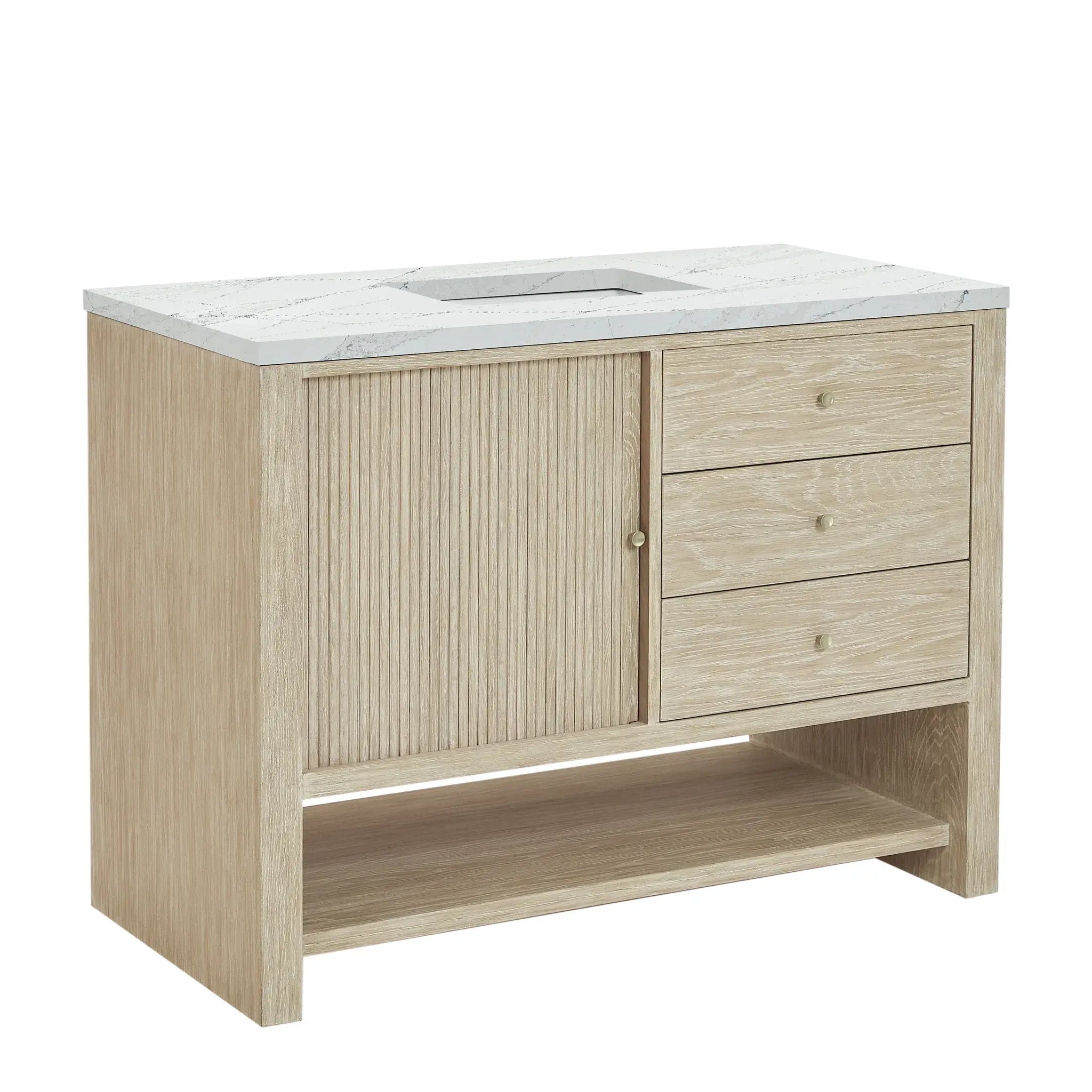 48" Marigot Single Vanity in Sunwashed Oak-Ethereal Noctis Silestone-8" Widespread image 10