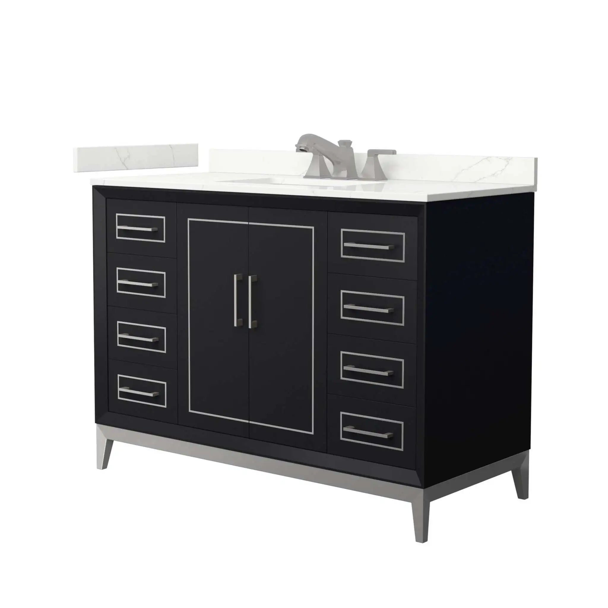 48" Marlena Single Bathroom Vanity in Black with Brushed Nickel Trim by Wyndham