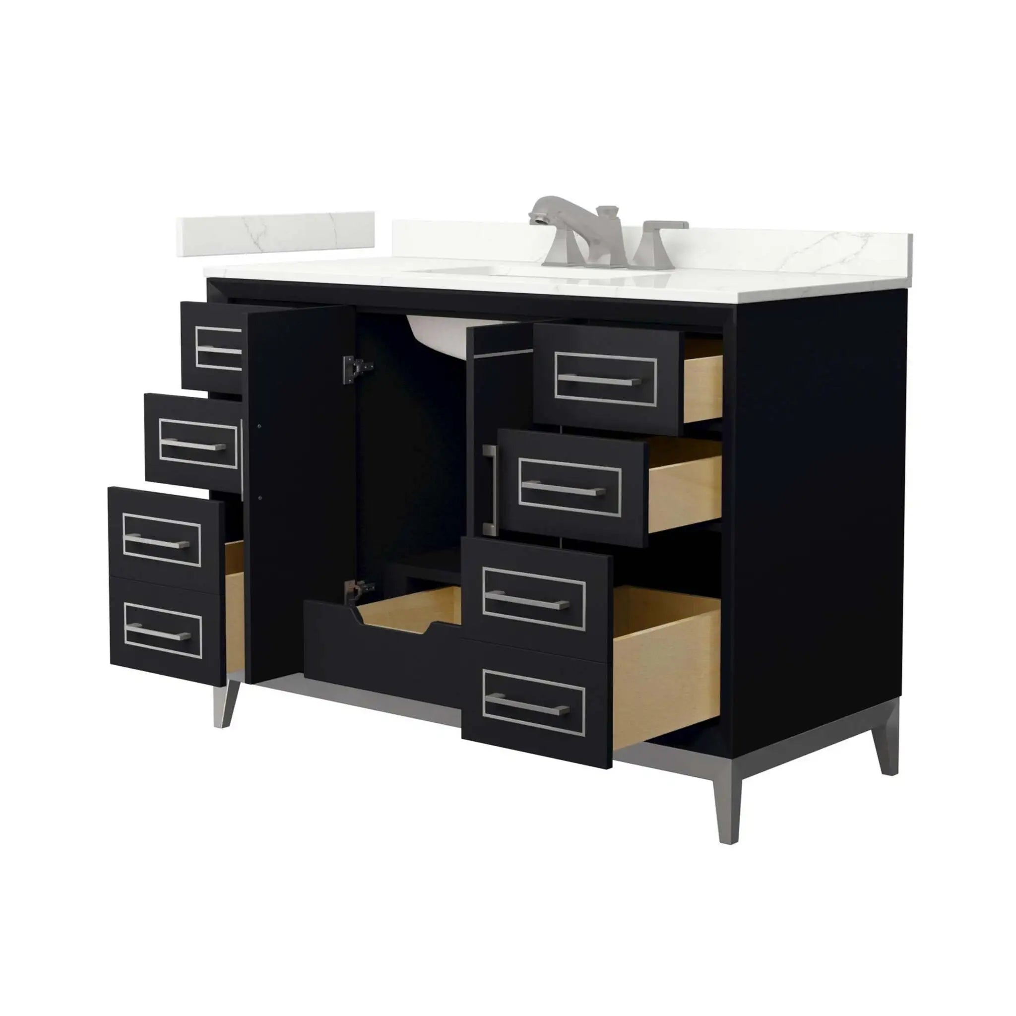 48" Marlena Single Bathroom Vanity in Black with Brushed Nickel Trim by Wyndham