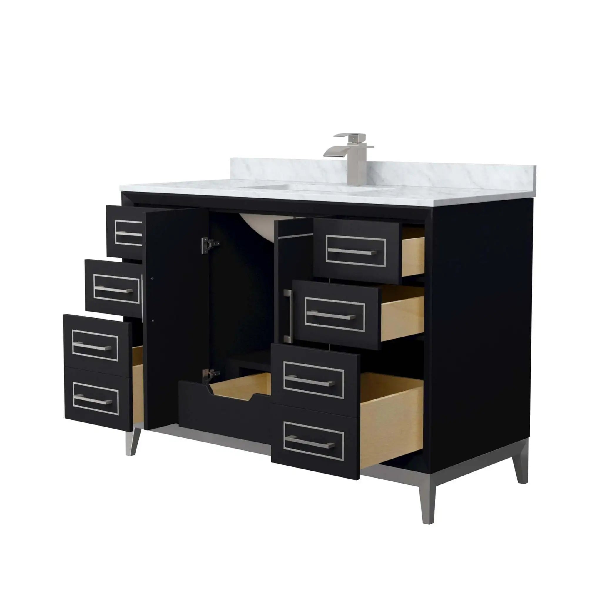 48" Marlena Single Bathroom Vanity in Black with Brushed Nickel Trim by Wyndham