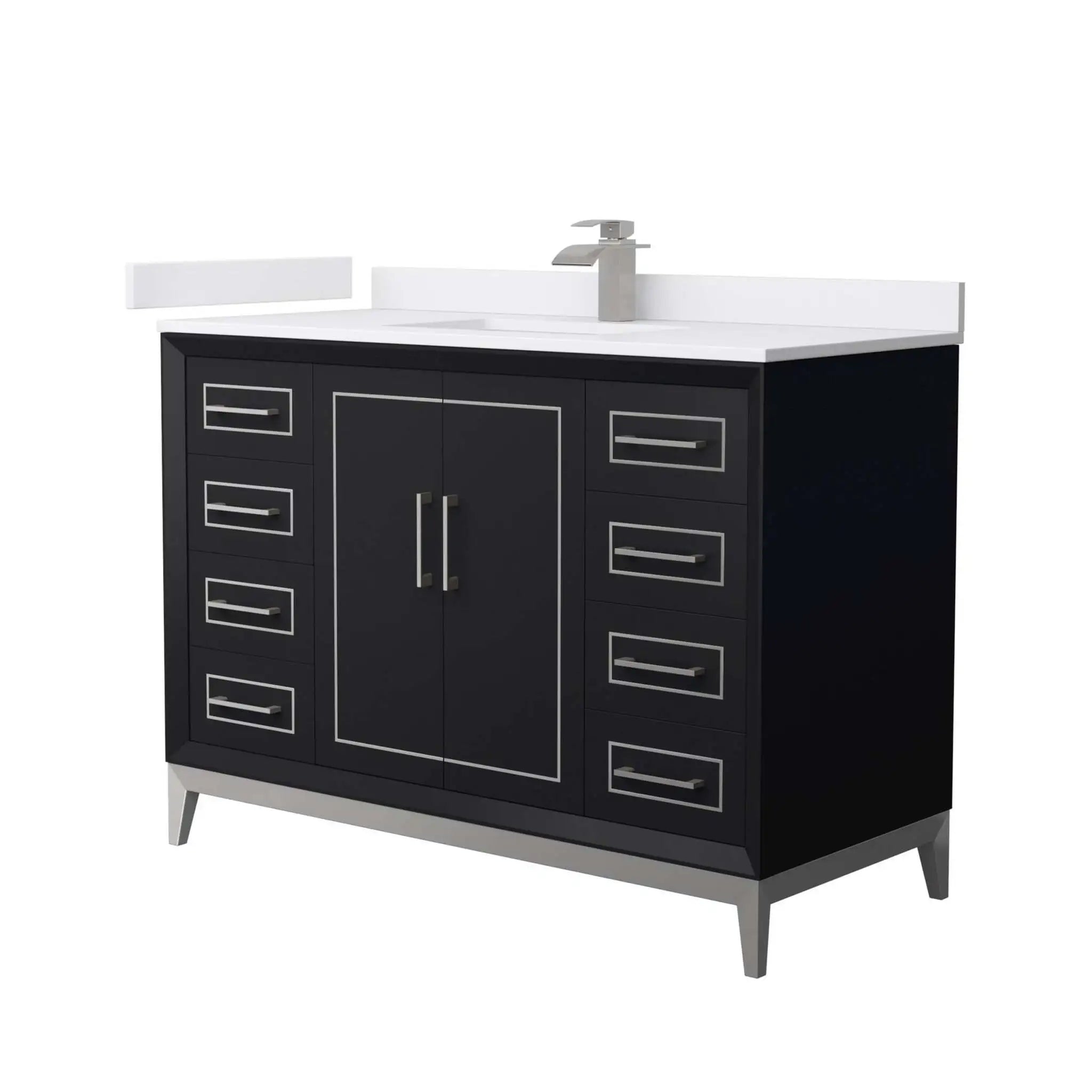 48" Marlena Single Bathroom Vanity in Black with Brushed Nickel Trim by Wyndham