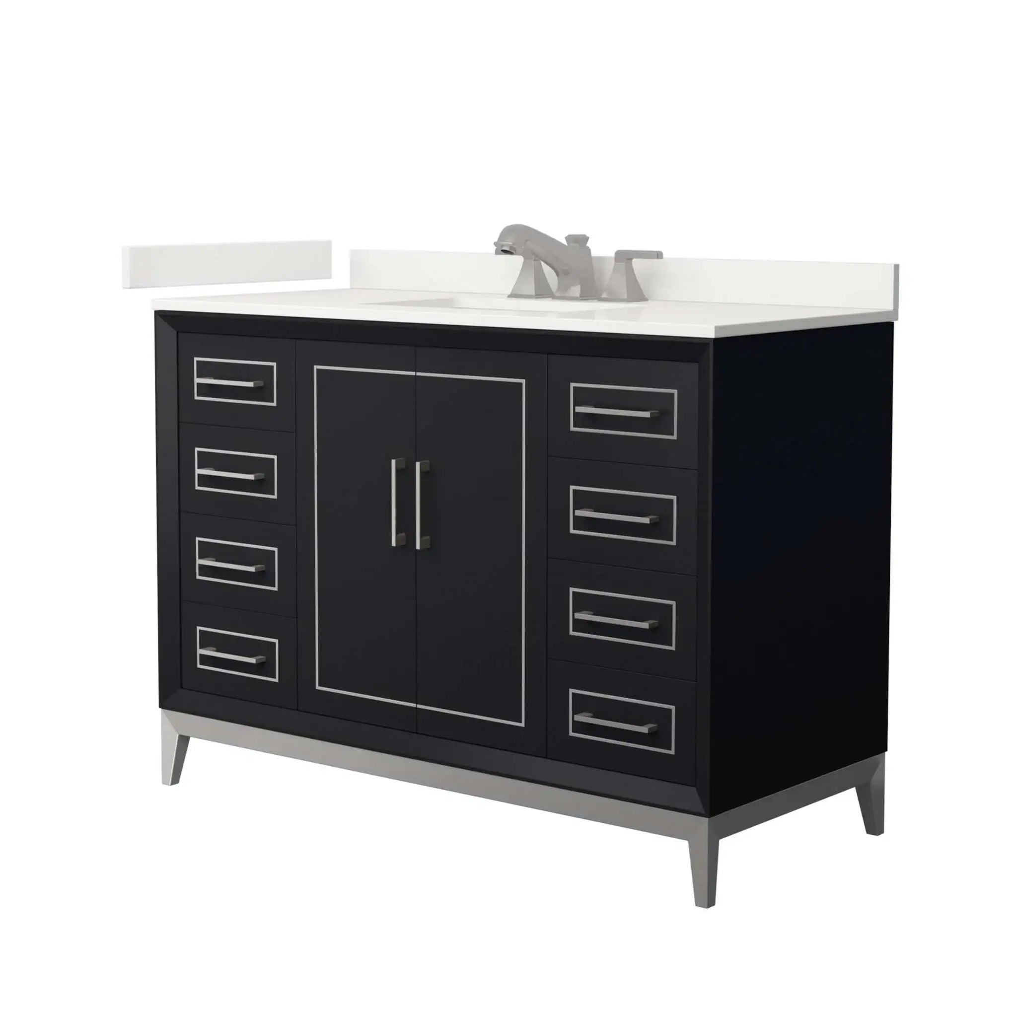 48" Marlena Single Bathroom Vanity in Black with Brushed Nickel Trim by Wyndham