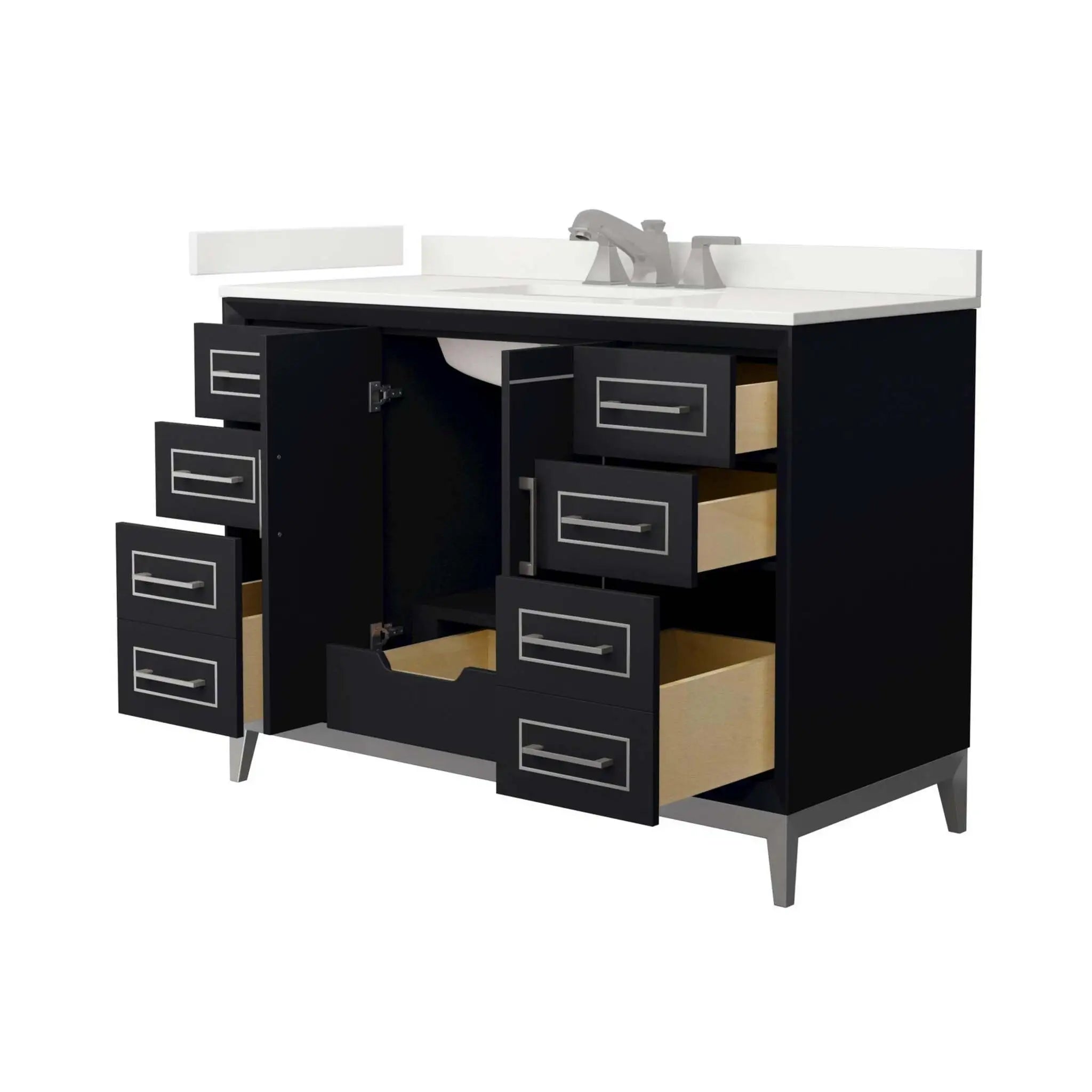 48" Marlena Single Bathroom Vanity in Black with Brushed Nickel Trim by Wyndham
