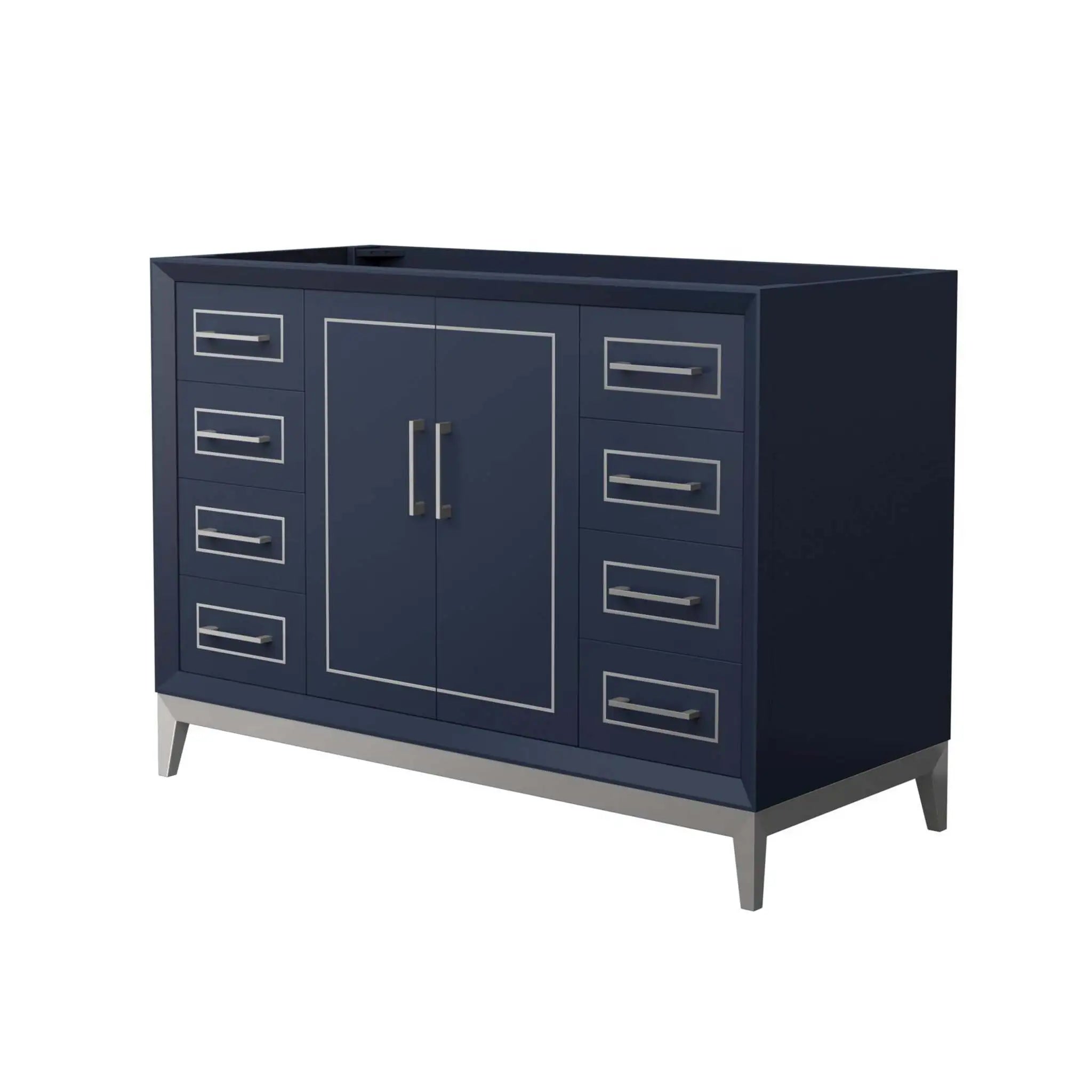 48" Marlena Single Bathroom Vanity in Dark Blue with Brushed Nickel Trim by Wyndham