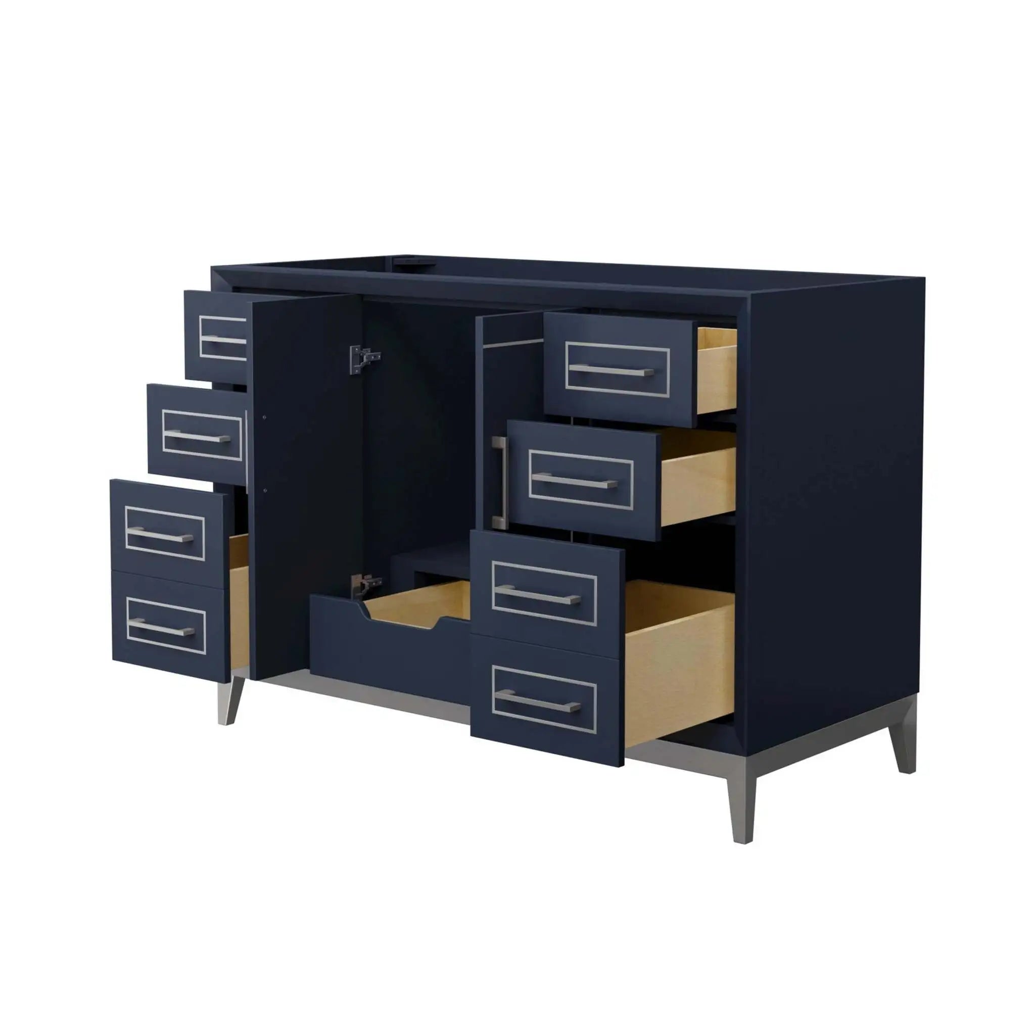 48" Marlena Single Bathroom Vanity in Dark Blue with Brushed Nickel Trim by Wyndham