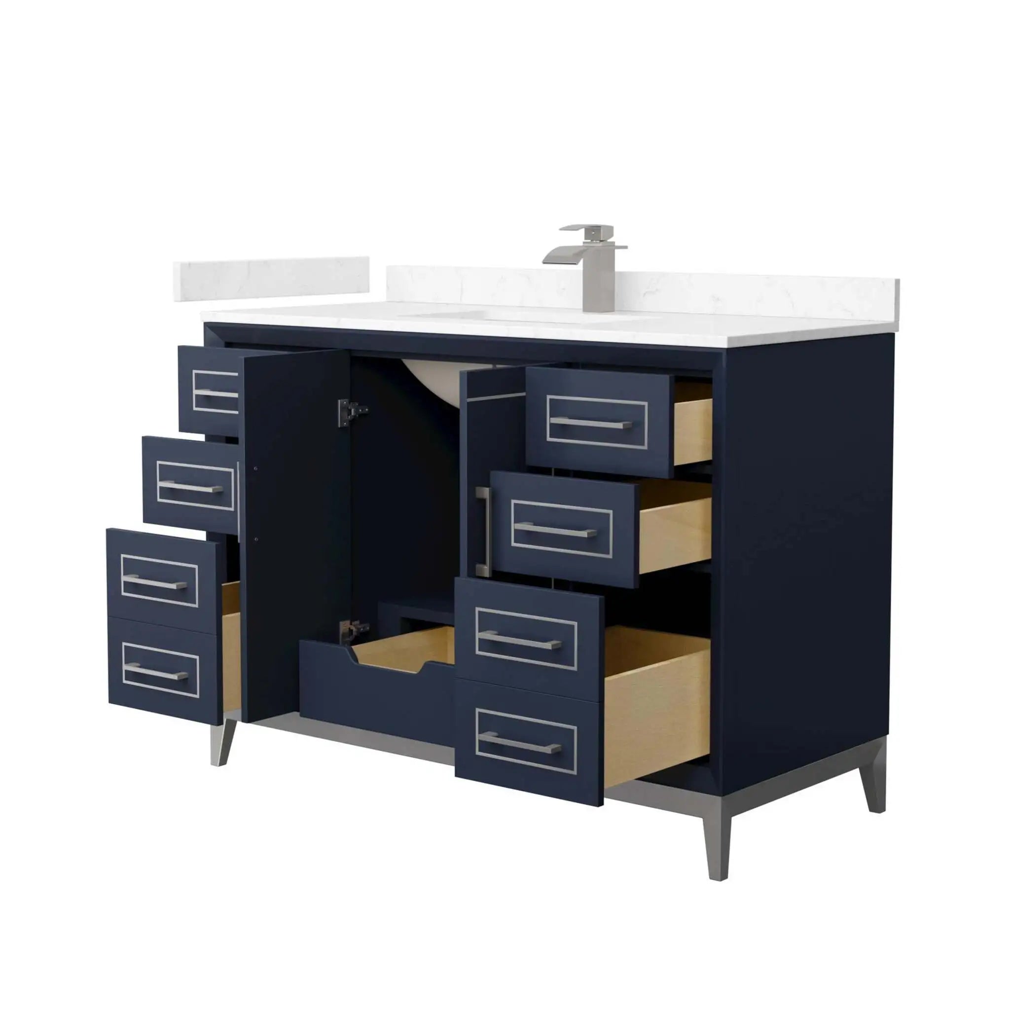48" Marlena Single Bathroom Vanity in Dark Blue with Brushed Nickel Trim by Wyndham