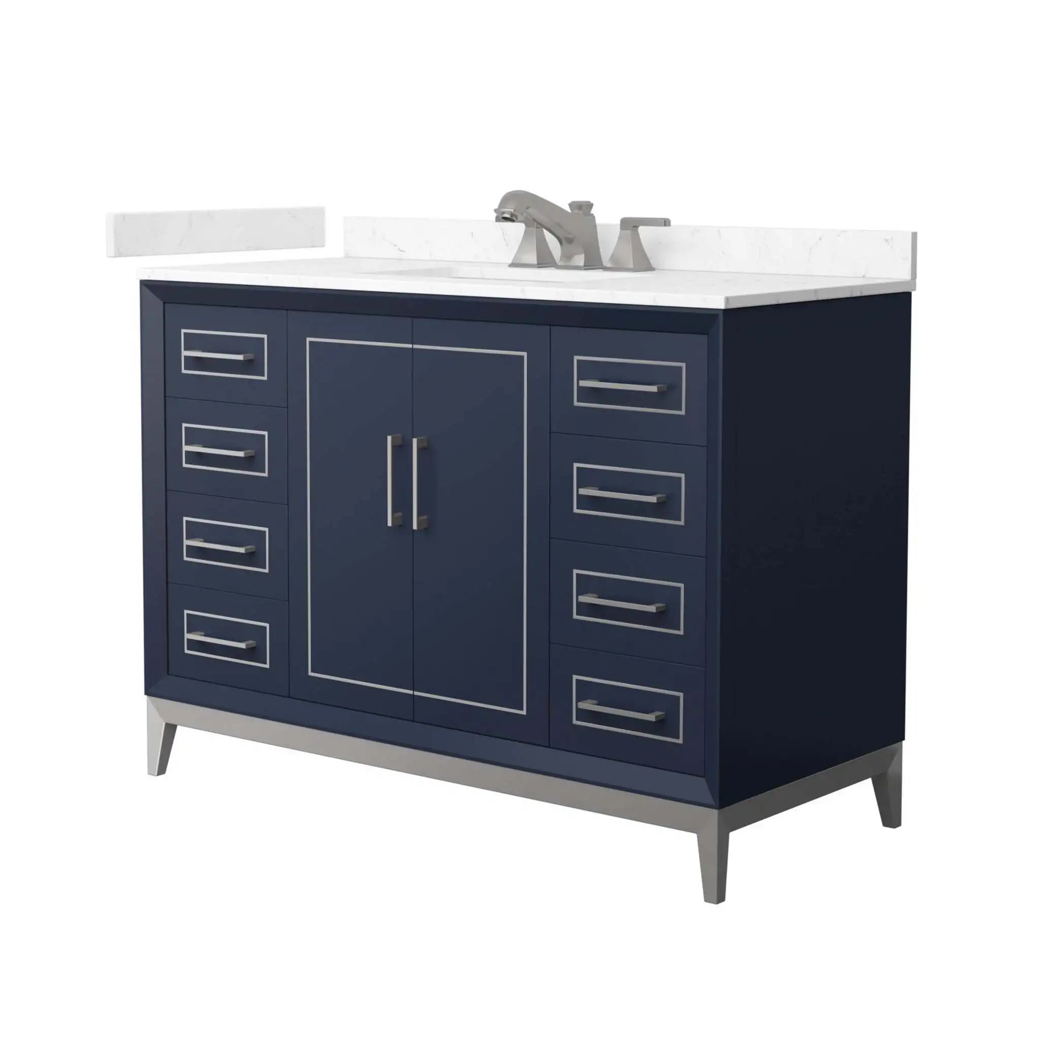 48" Marlena Single Bathroom Vanity in Dark Blue with Brushed Nickel Trim by Wyndham