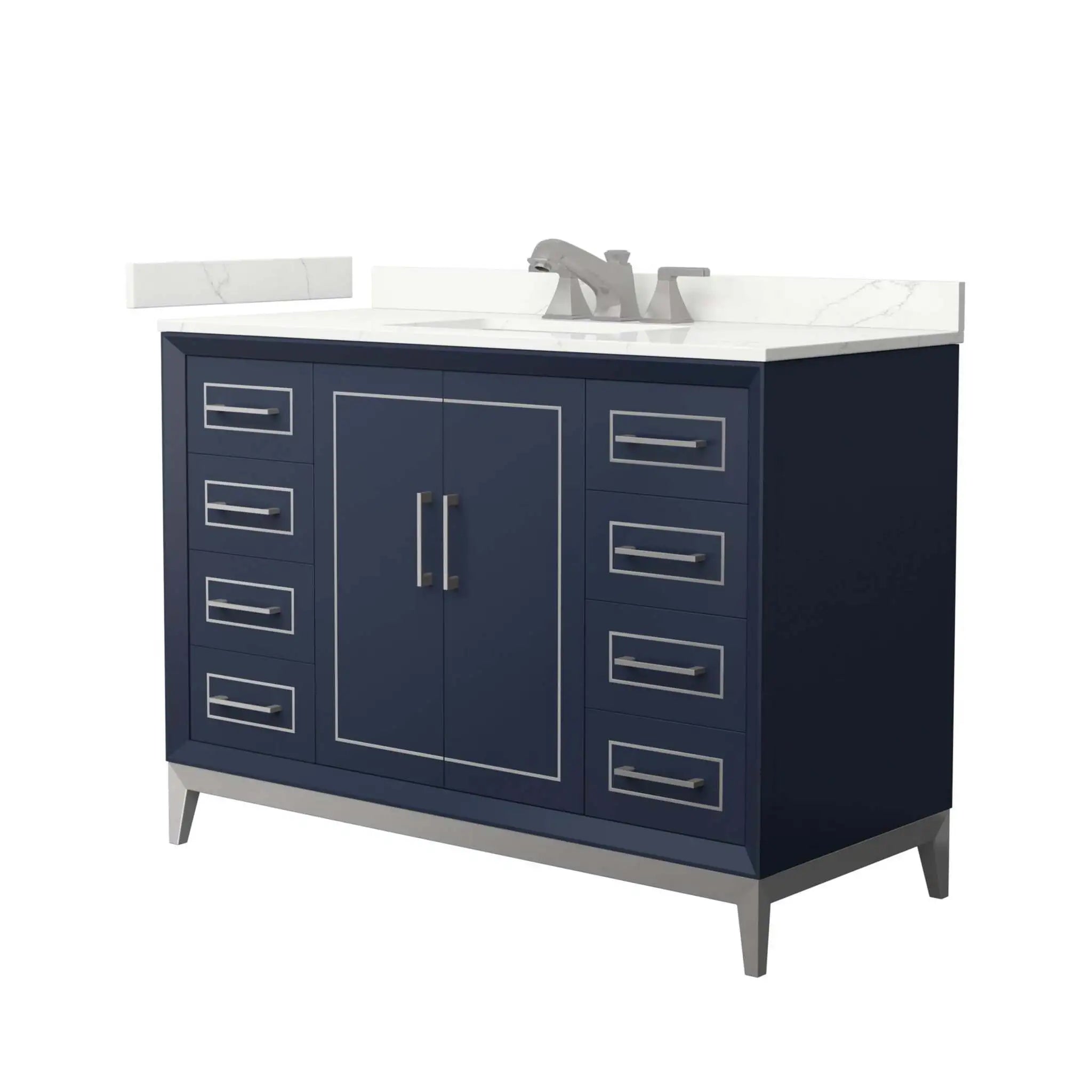 48" Marlena Single Bathroom Vanity in Dark Blue with Brushed Nickel Trim by Wyndham