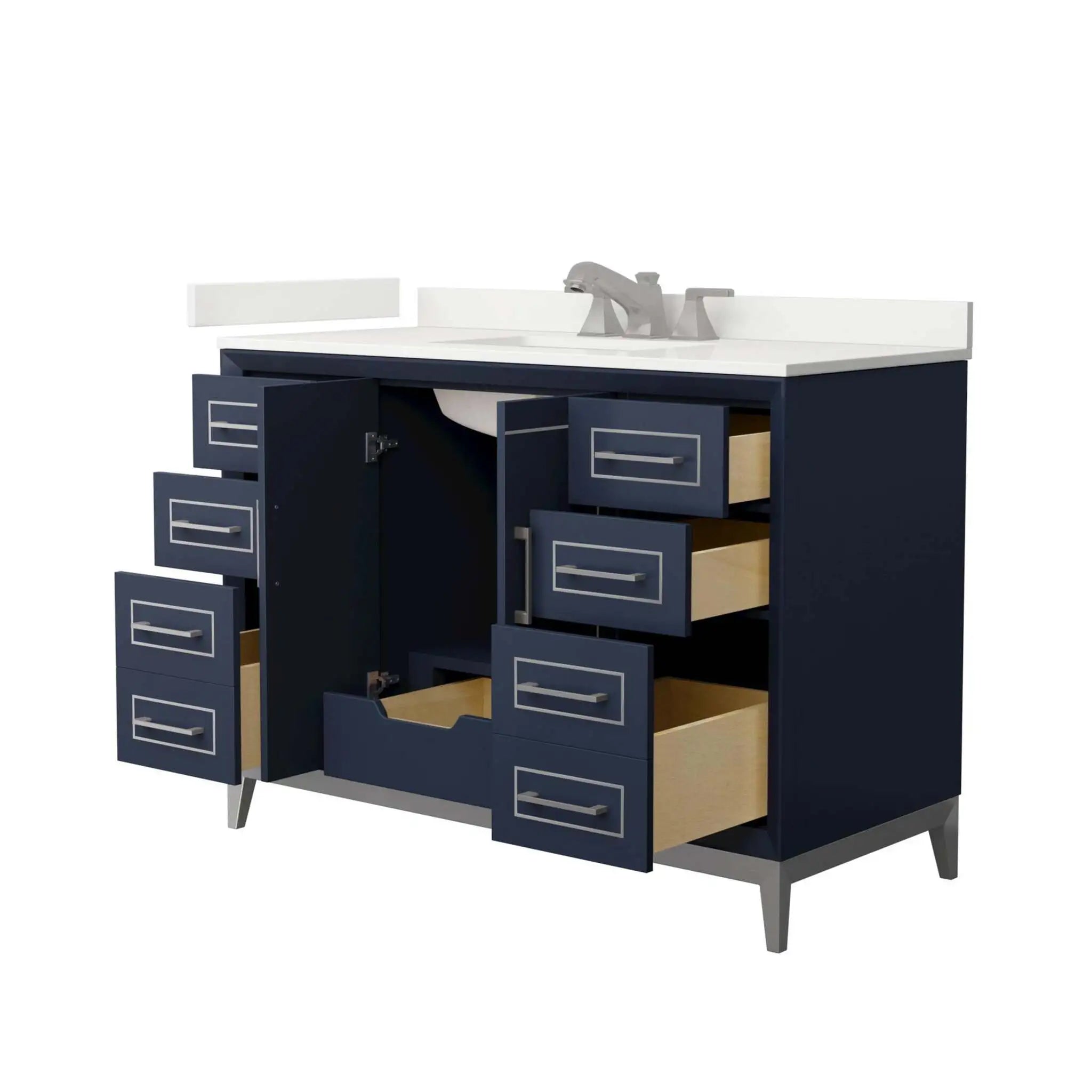 48" Marlena Single Bathroom Vanity in Dark Blue with Brushed Nickel Trim by Wyndham