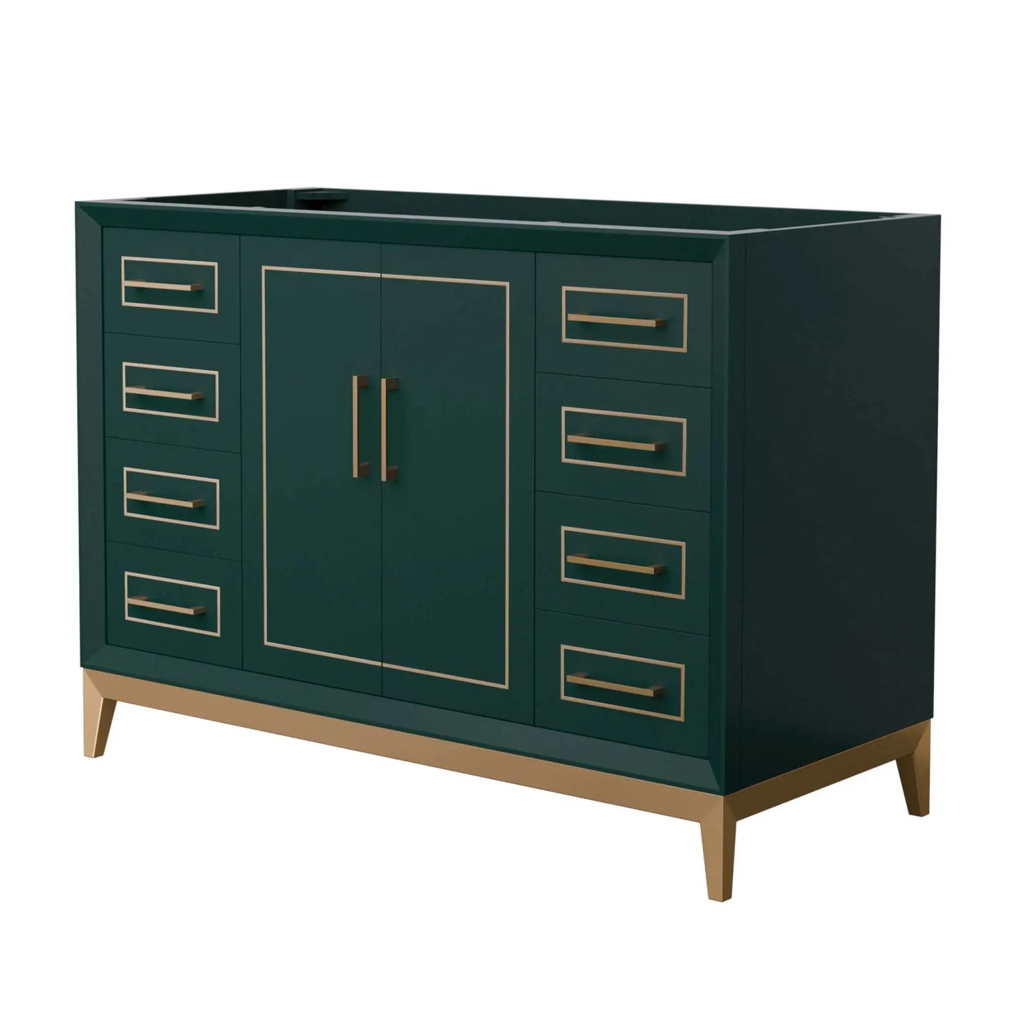 48" Marlena Single Bathroom Vanity in Green with Satin Bronze Trim by Wyndham