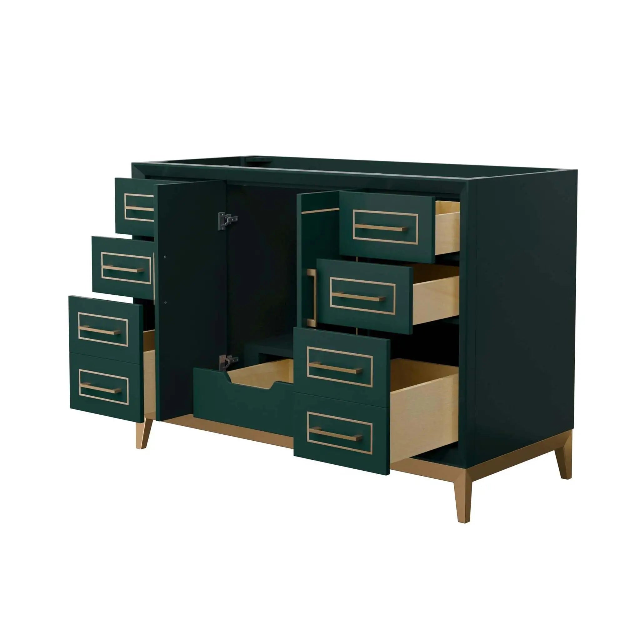 48" Marlena Single Bathroom Vanity in Green with Satin Bronze Trim by Wyndham