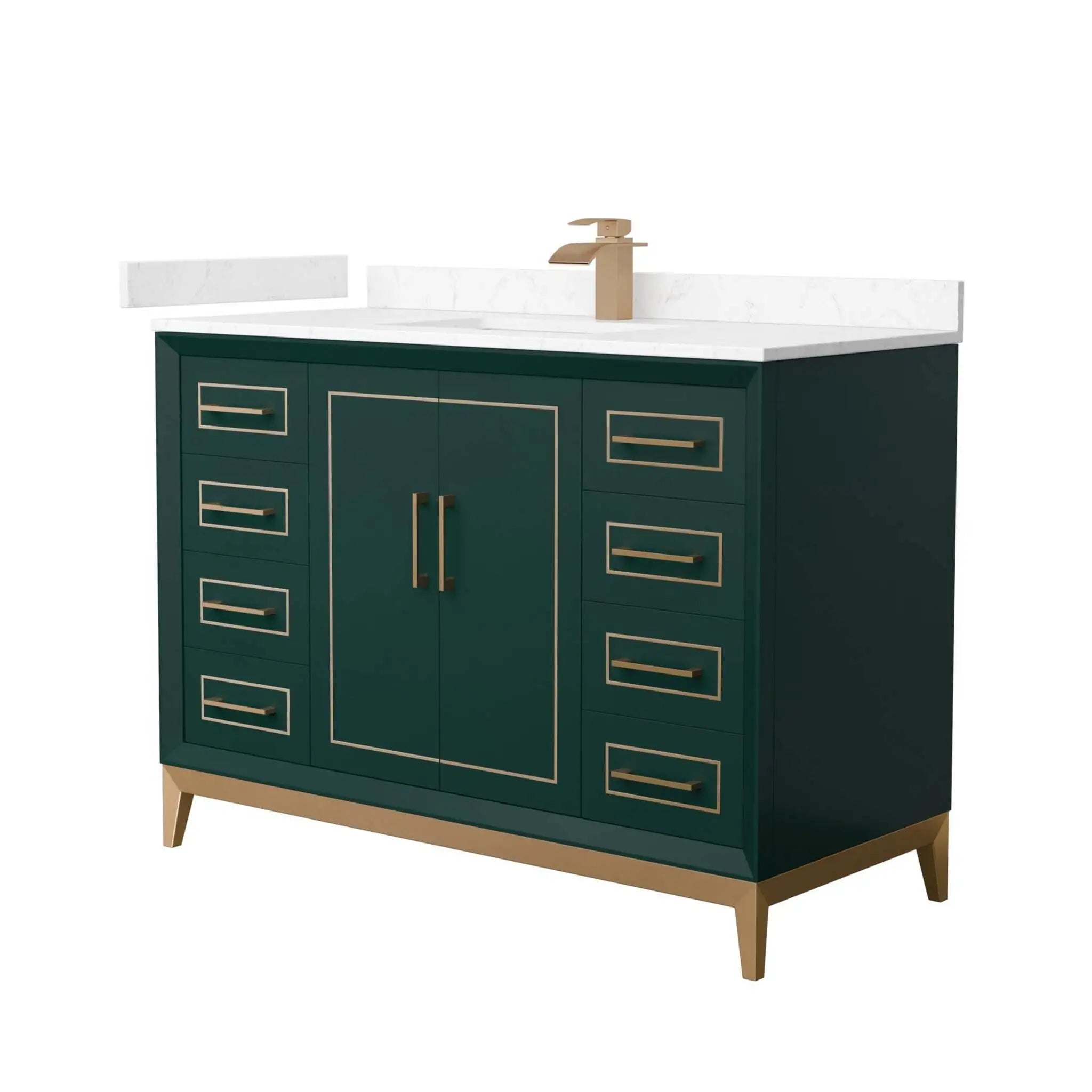 48" Marlena Single Bathroom Vanity in Green with Satin Bronze Trim by Wyndham