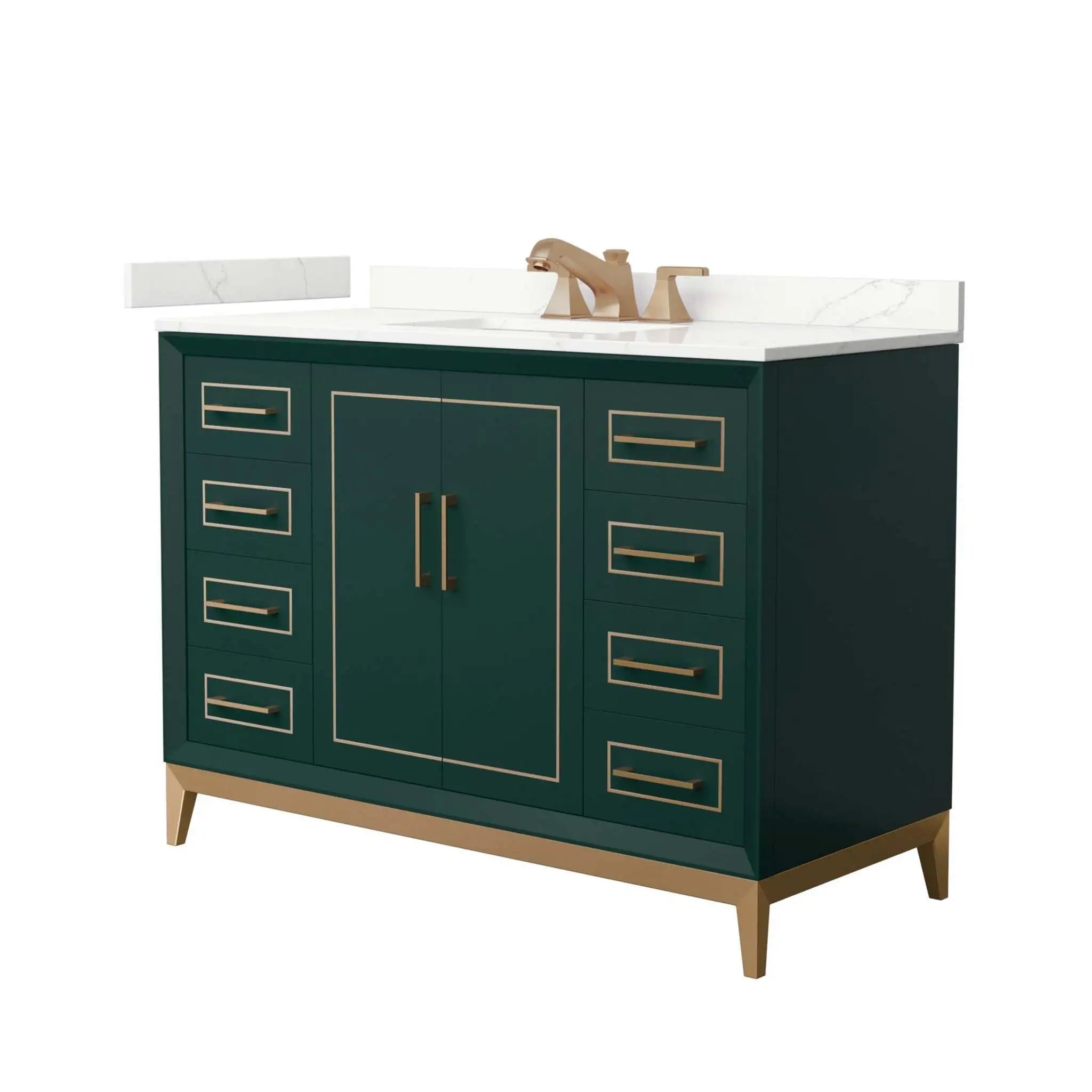 48" Marlena Single Bathroom Vanity in Green with Satin Bronze Trim by Wyndham