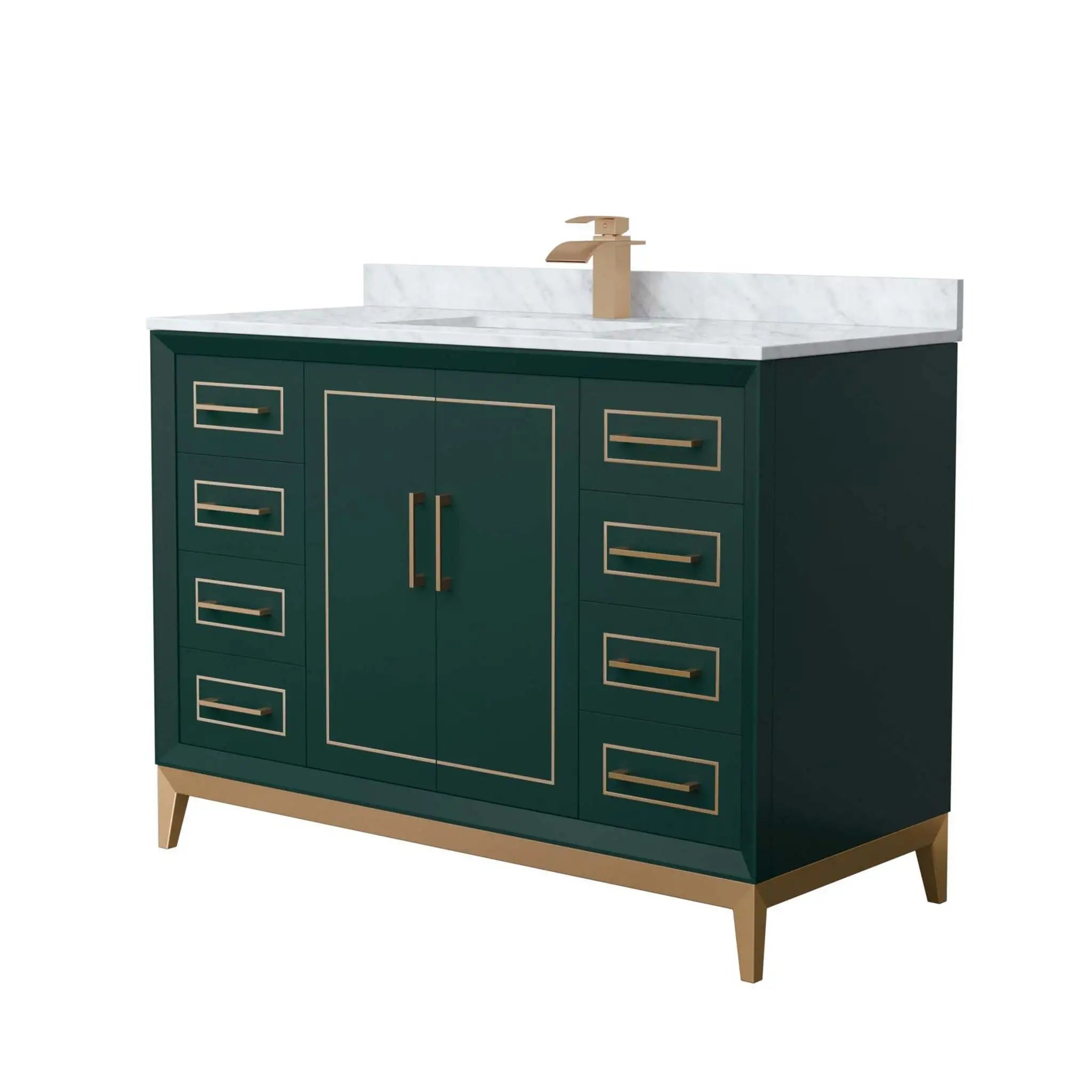 48" Marlena Single Bathroom Vanity in Green with Satin Bronze Trim by Wyndham